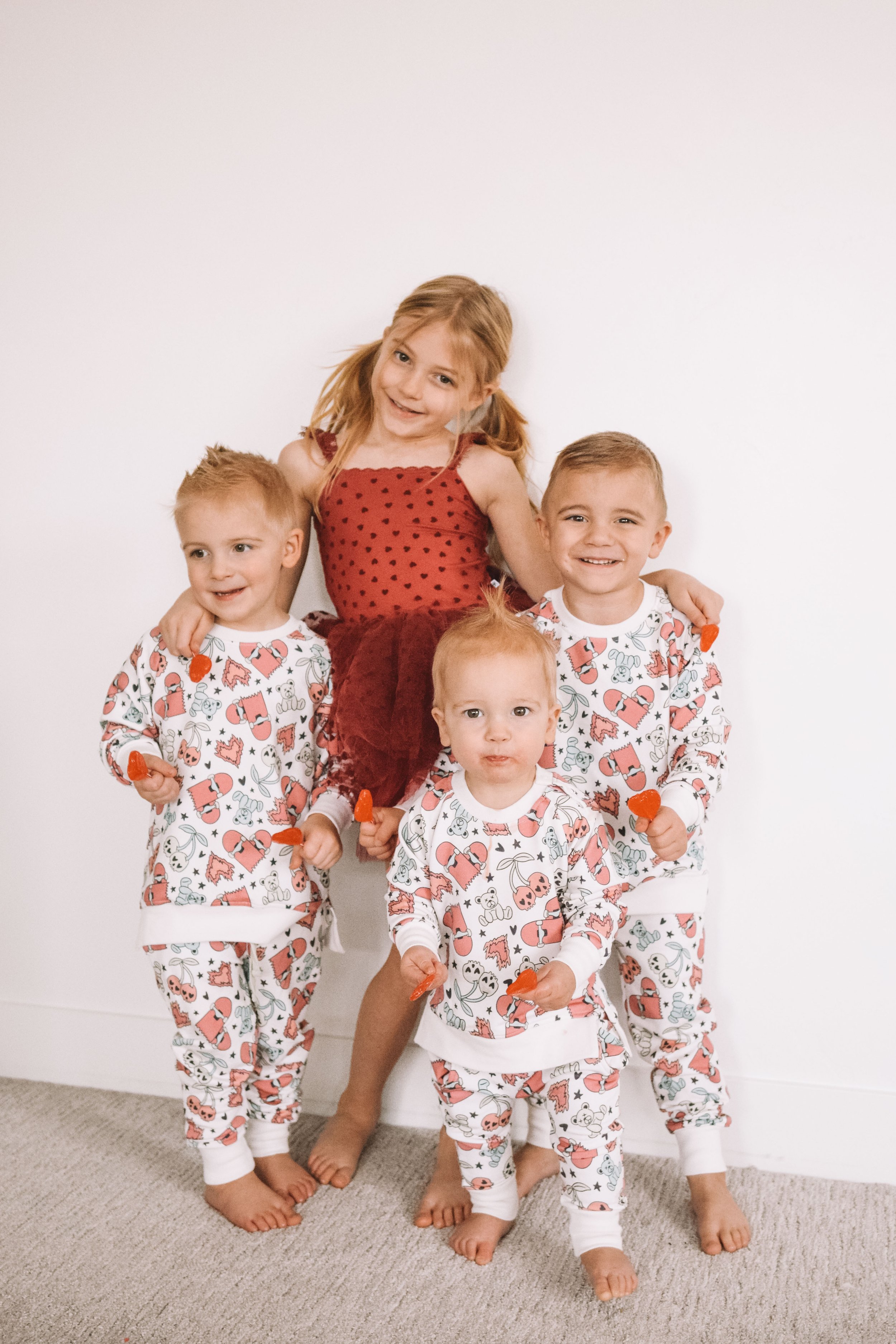 Kids Valentine's Day Sweatsuits &amp; Red Tutu - Bums &amp; Roses