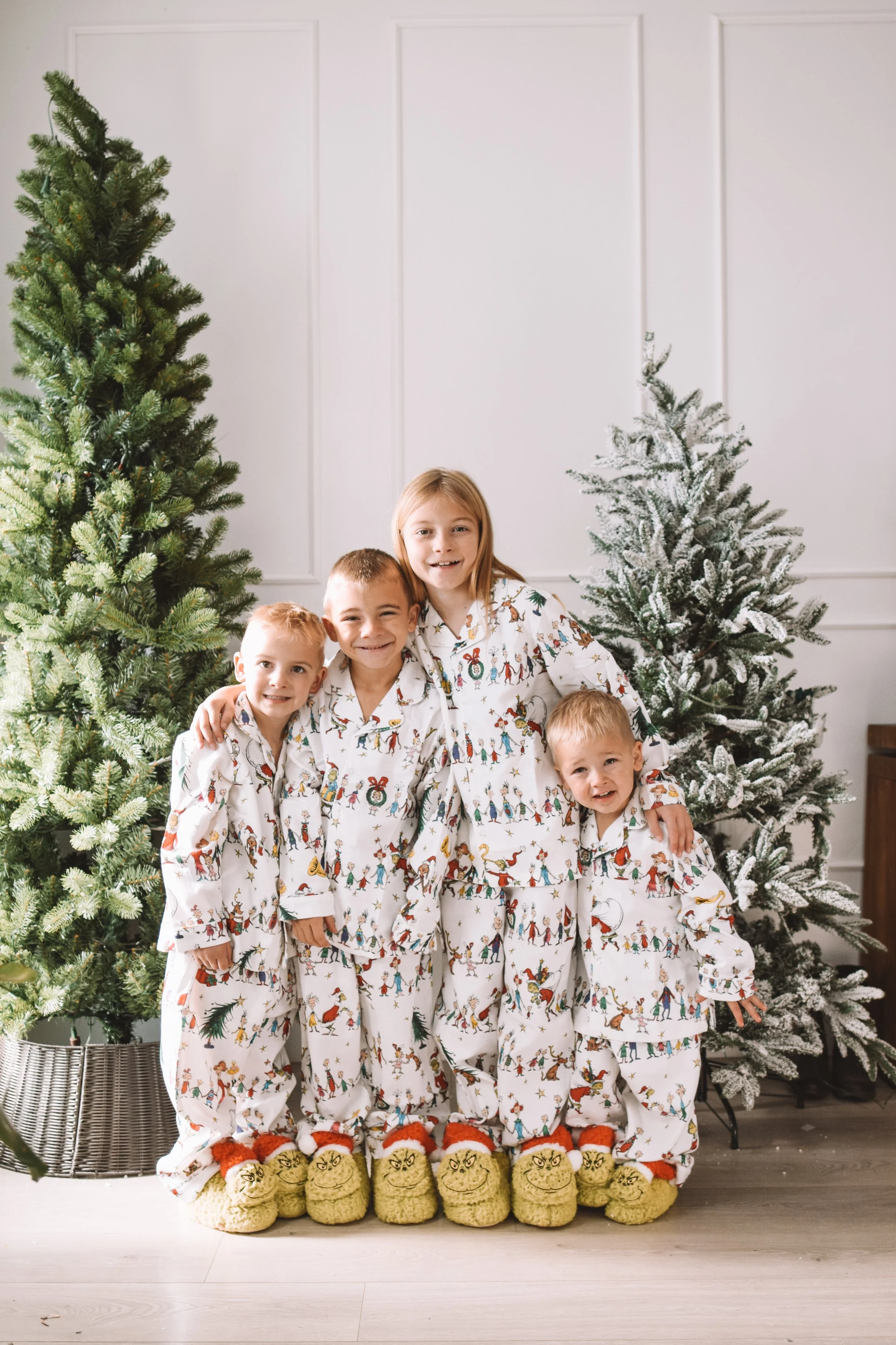 Matching Family Grinch Christmas Pajamas White Set