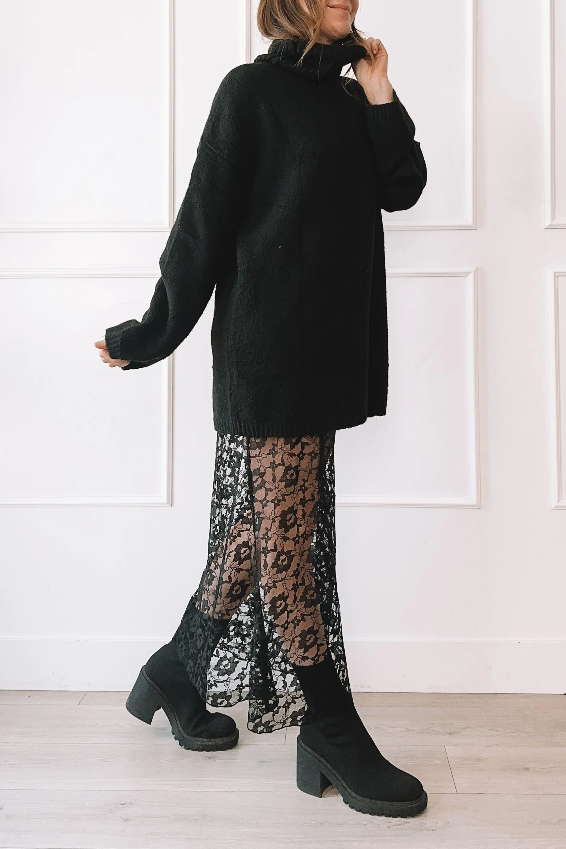 Lace Skirt Winter Outfit