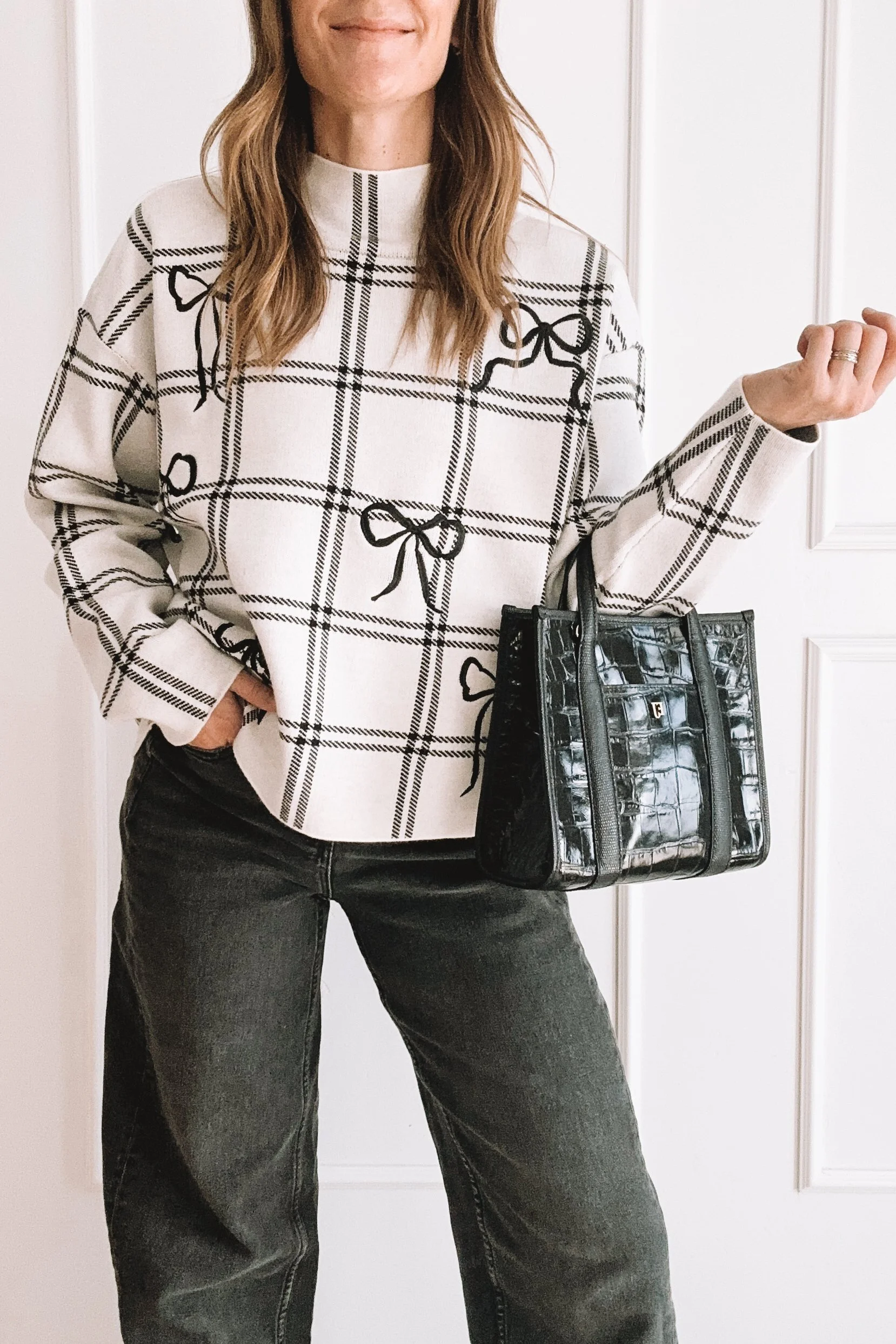 Bow Sweater Winter Outfit Idea