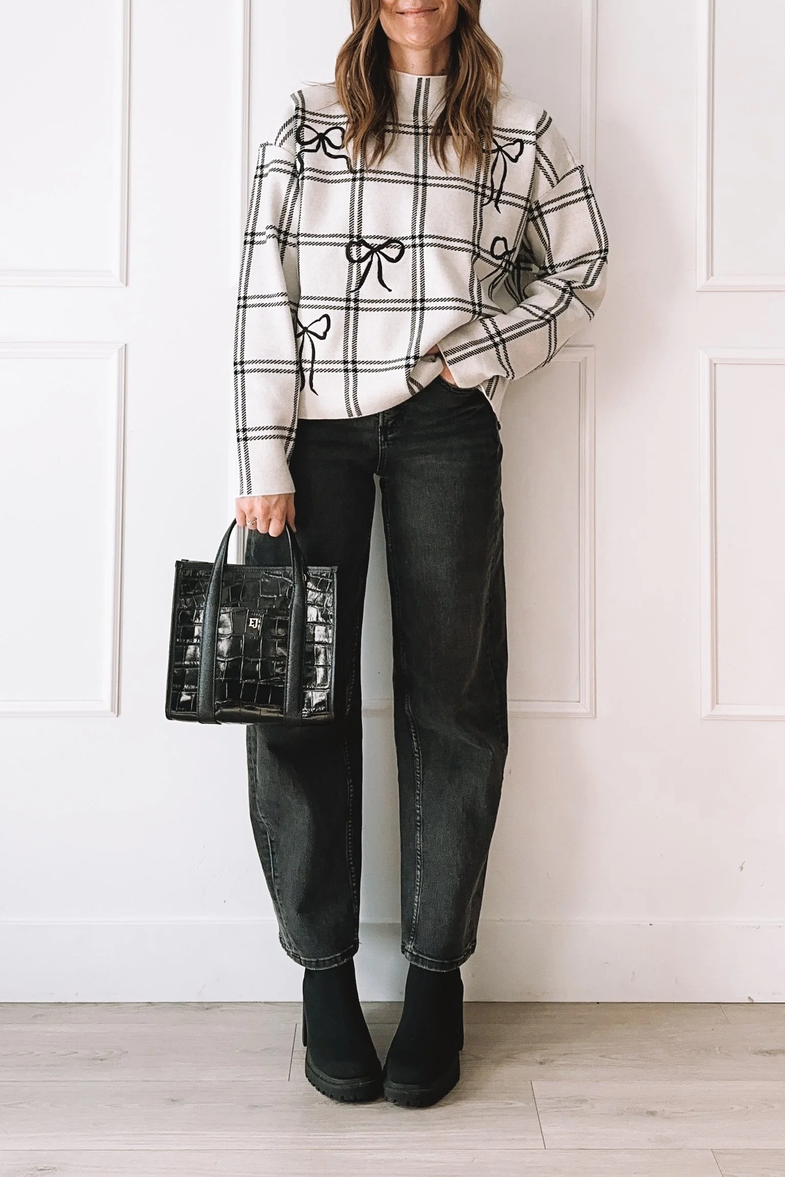 Bow Sweater Winter Outfit Idea