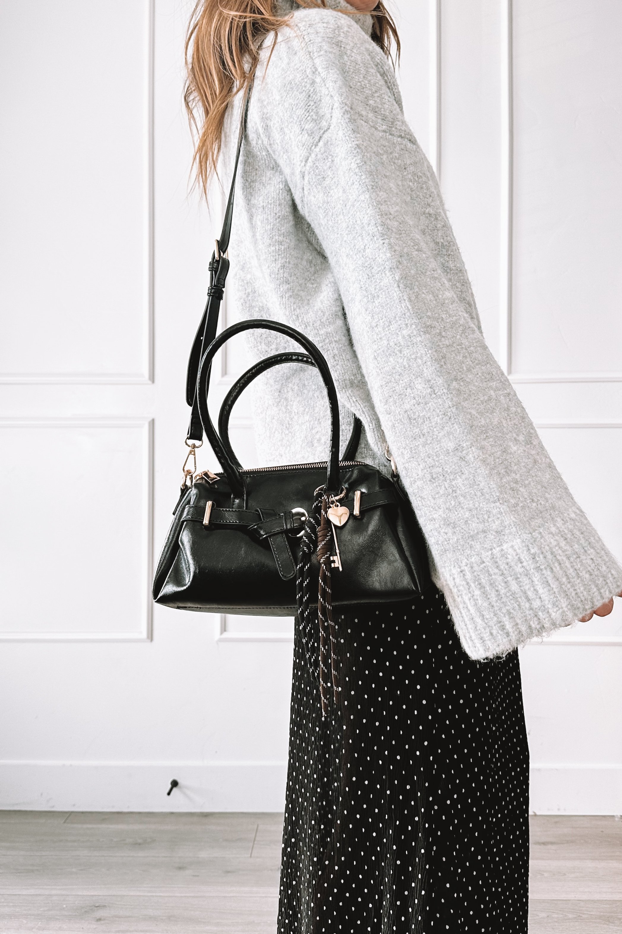 Comfy Elevated Mom Outfit with Oversized Sweater and Midi Skirt