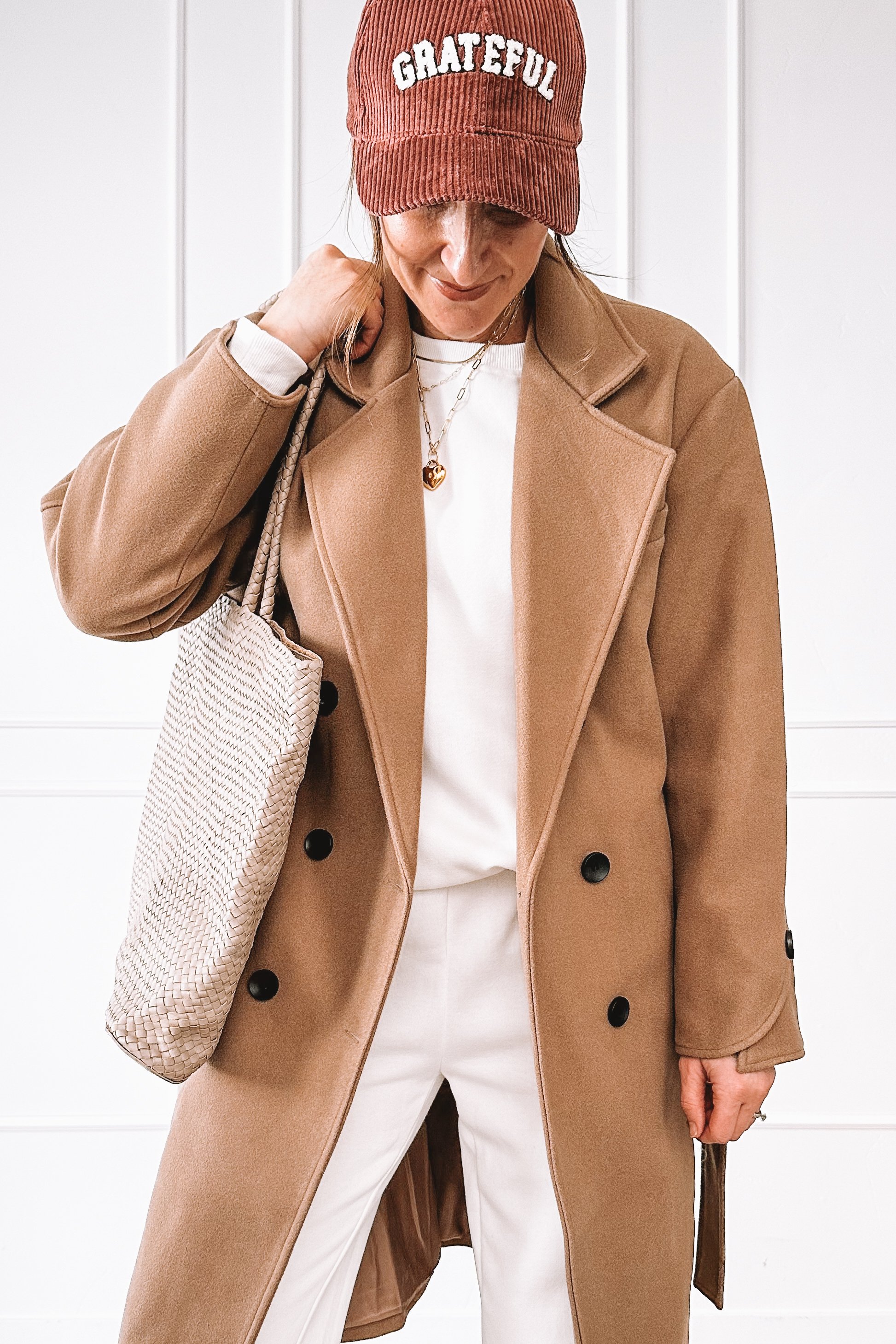 Elevated winter sweatsuit outfit with long coat