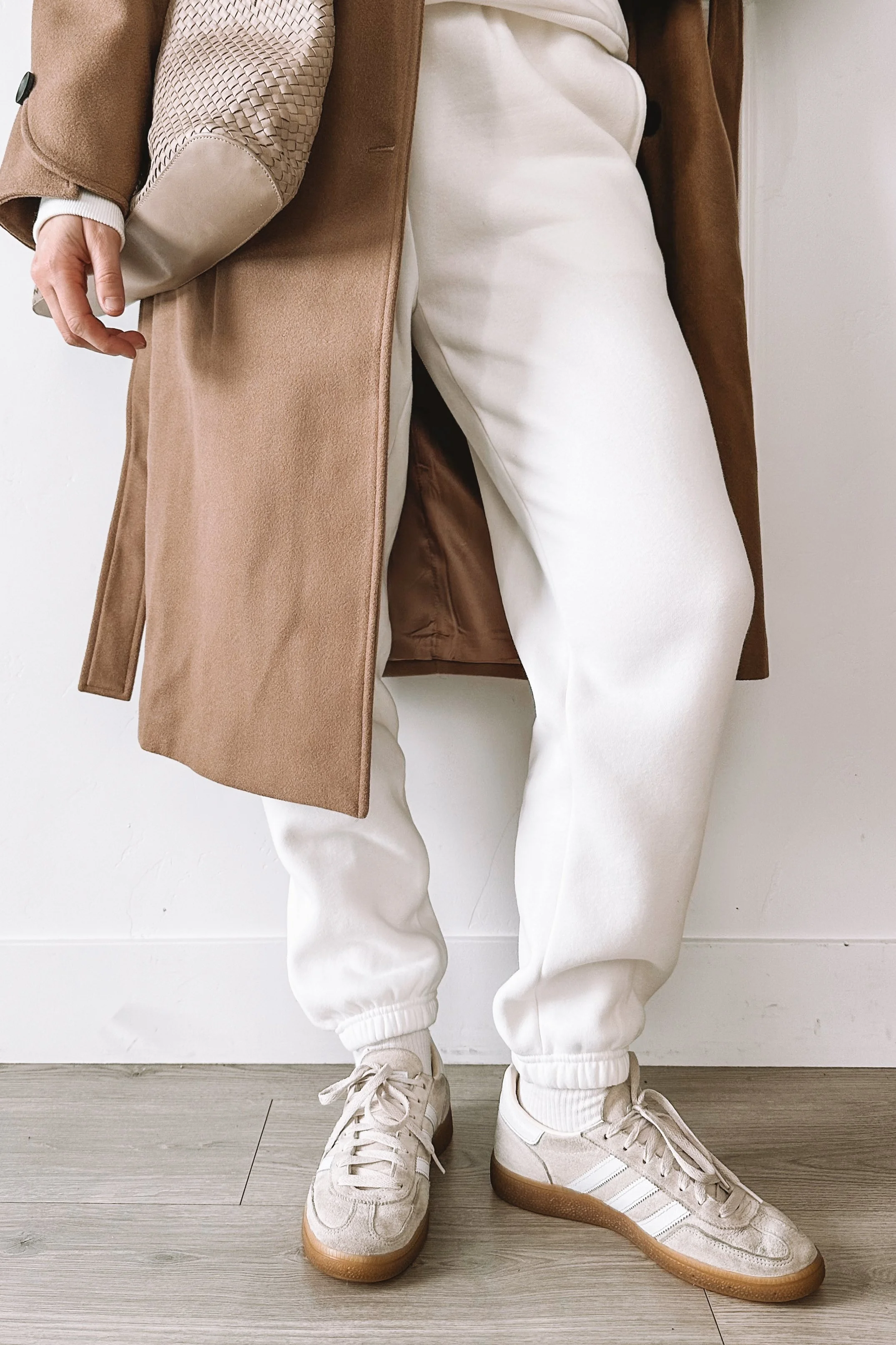 Elevated winter sweatsuit outfit with long coat