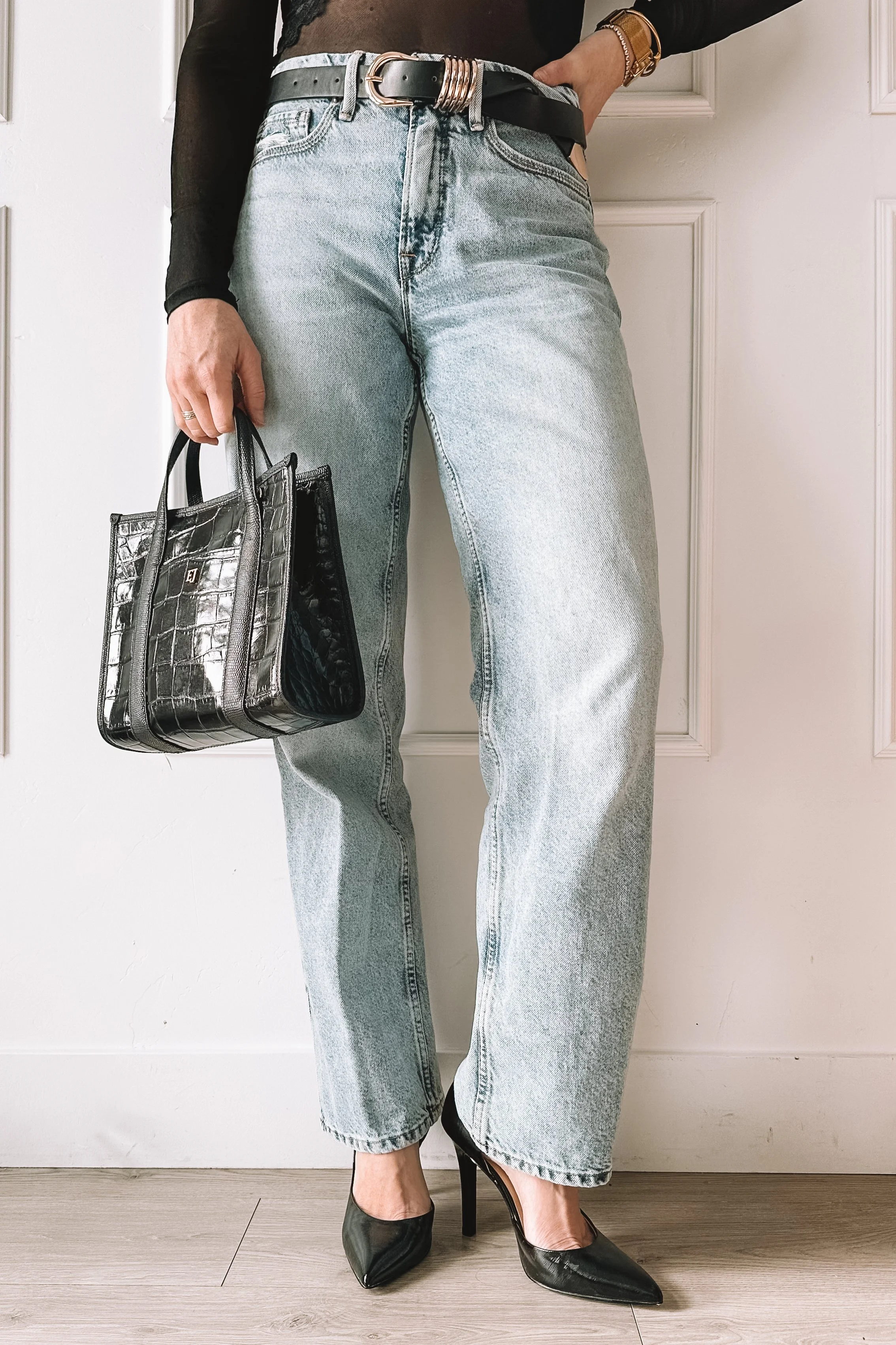 Black Lace Top and Jeans - Valentine's Day Outfit