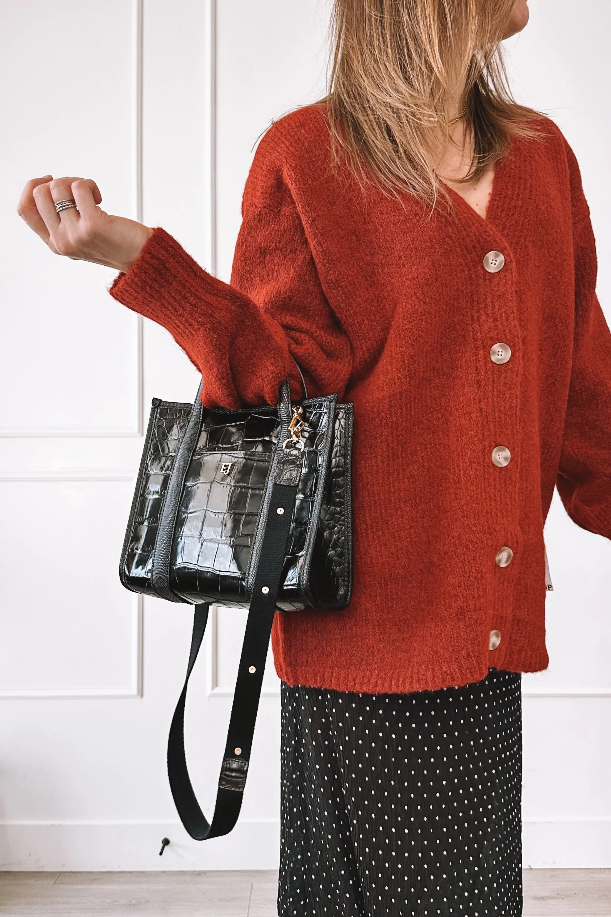 Red Polka Dot Skirt with Red Sweater - Valentine’s Day Outfit Idea