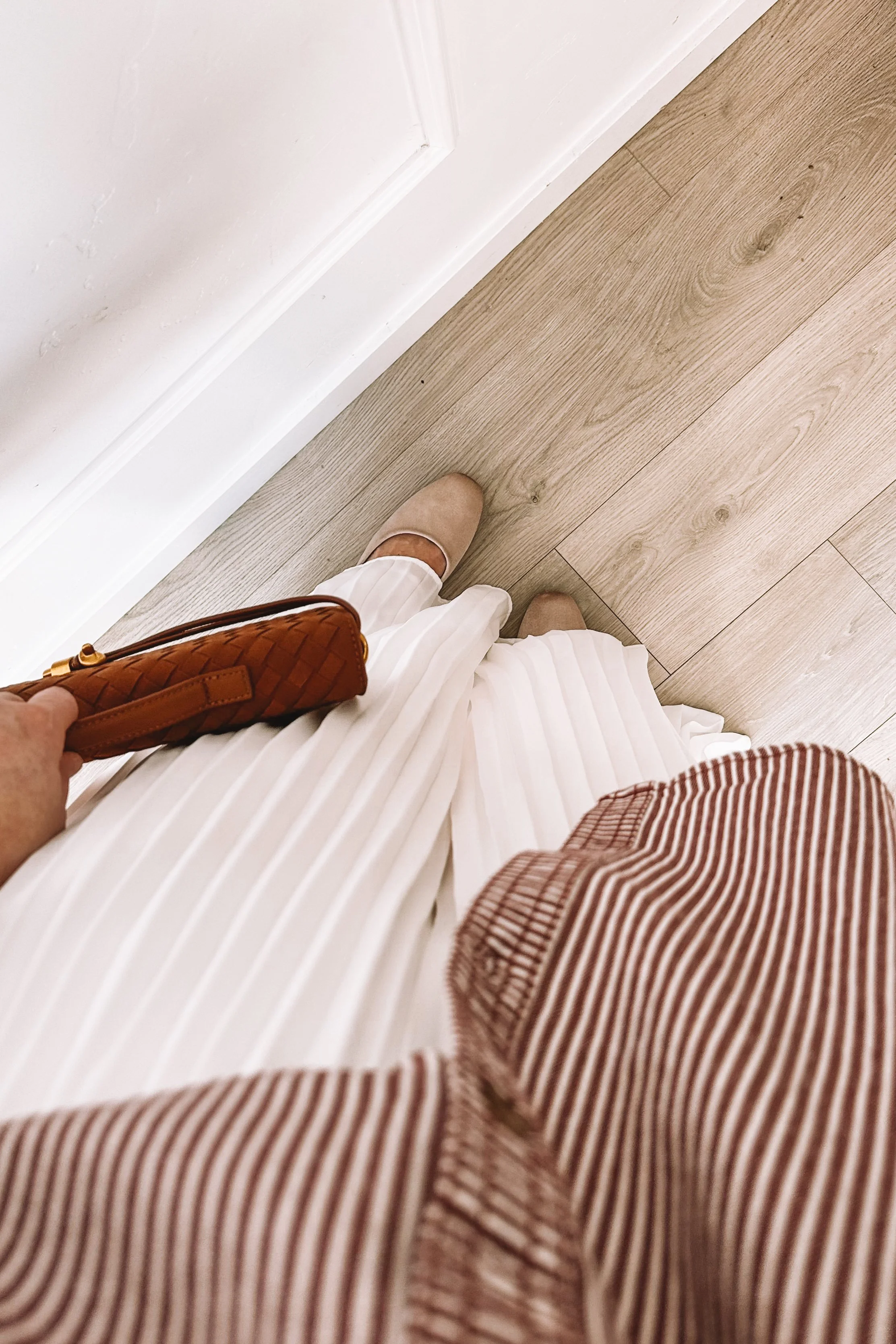 Striped Shirt White Flowy Pants - Casual Valentine's Day Outfit