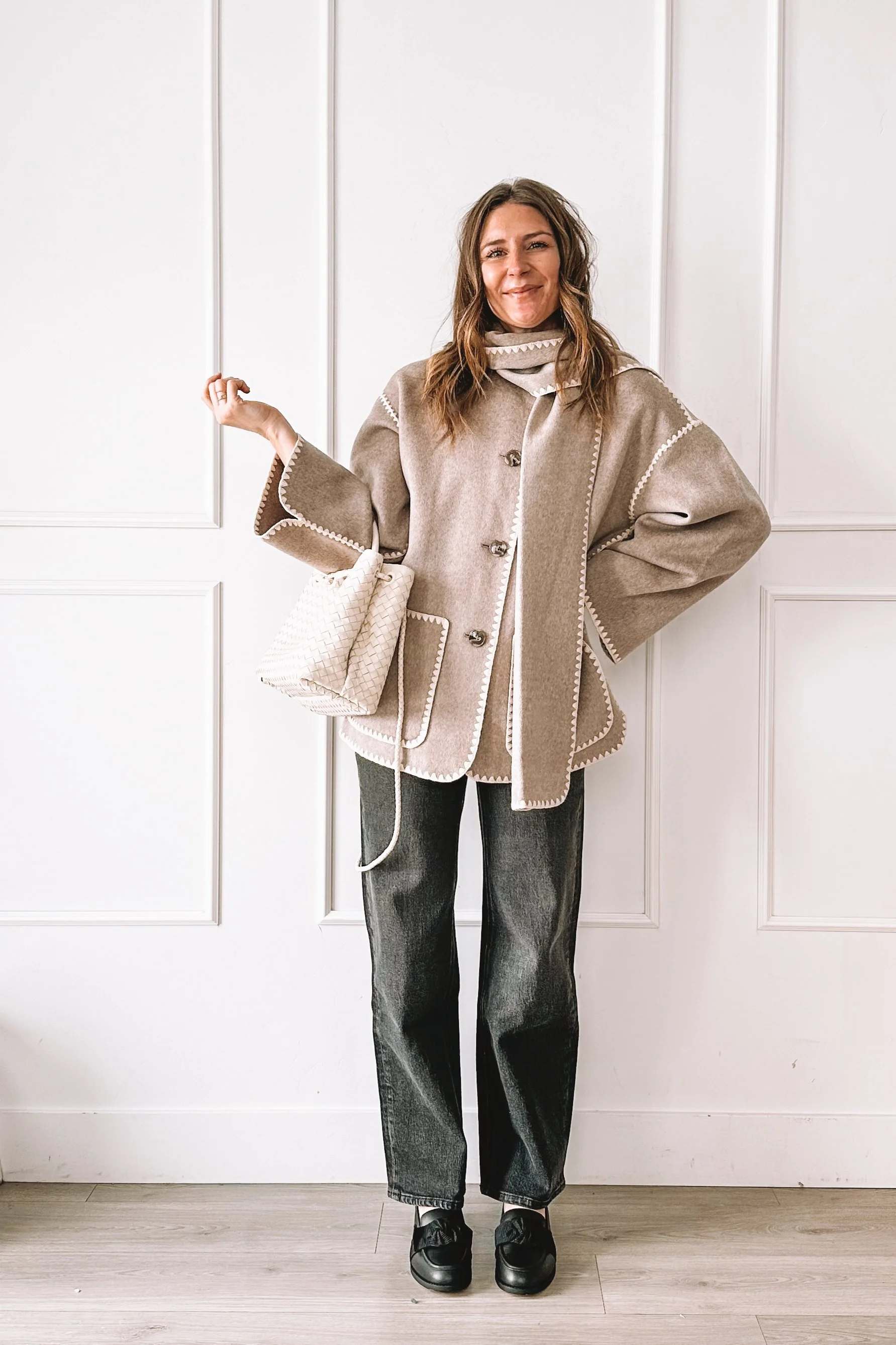 everyday outfit with quince jacket