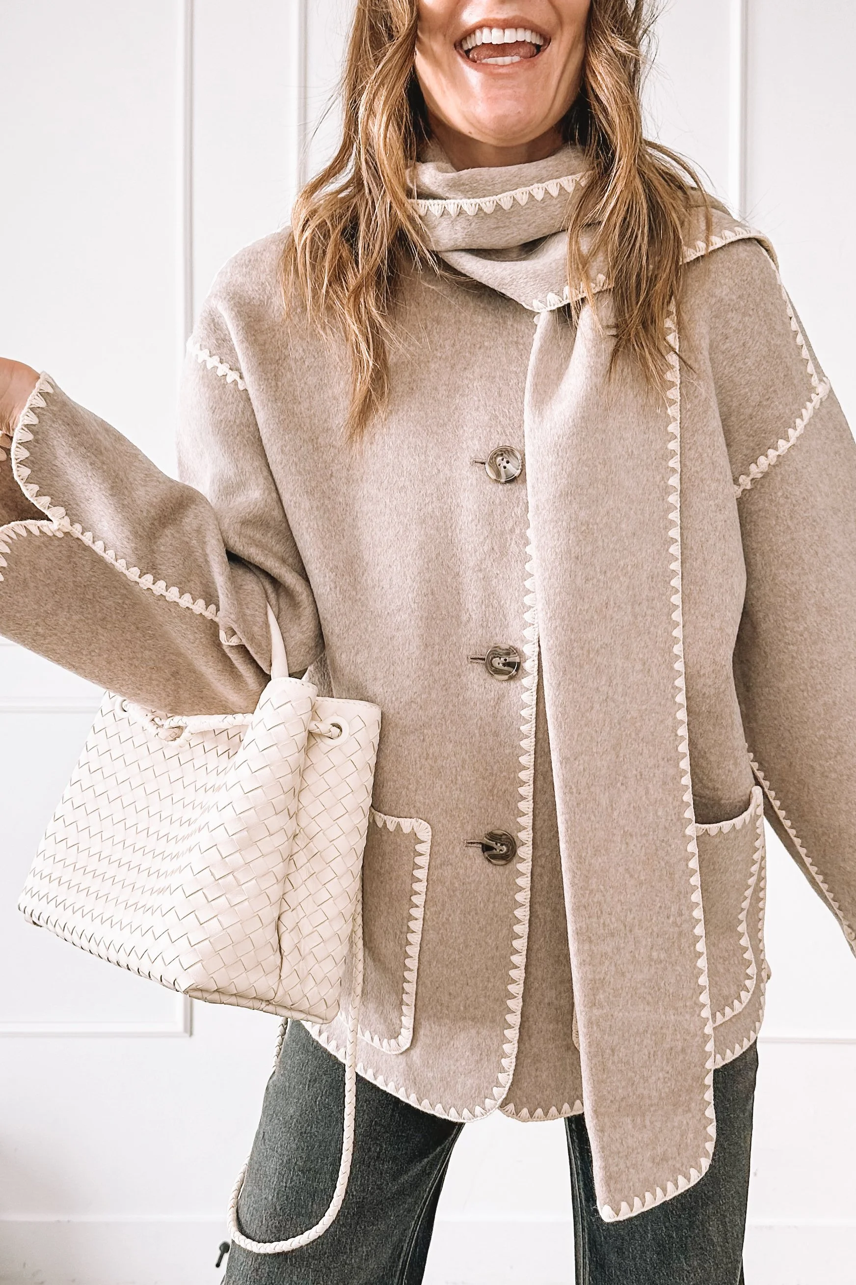 woven handbag everyday outfit