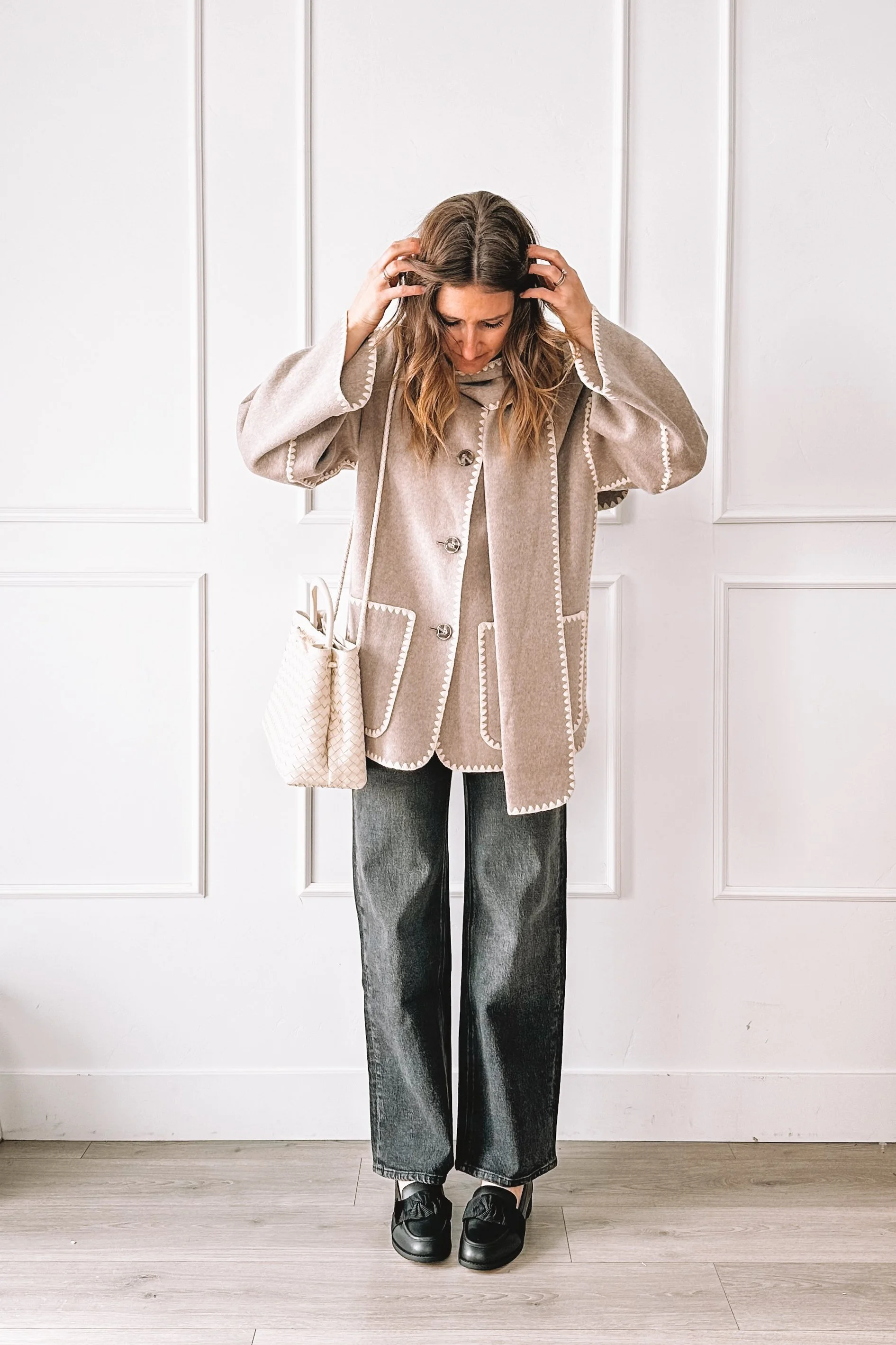 everyday outfit with quince jacket