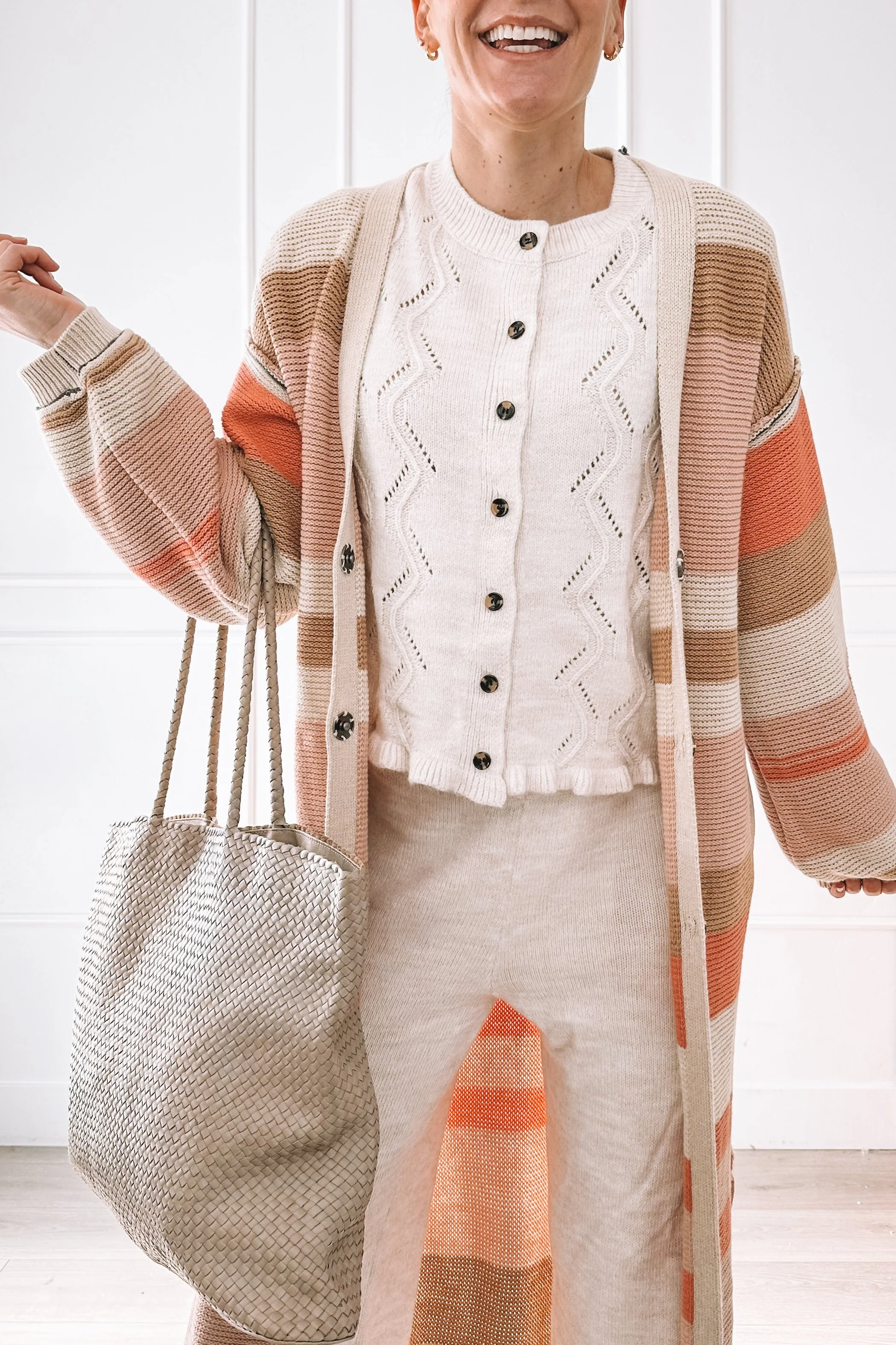Cozy Everyday Outfit With Matching Knit Set and Maxi Cardigan