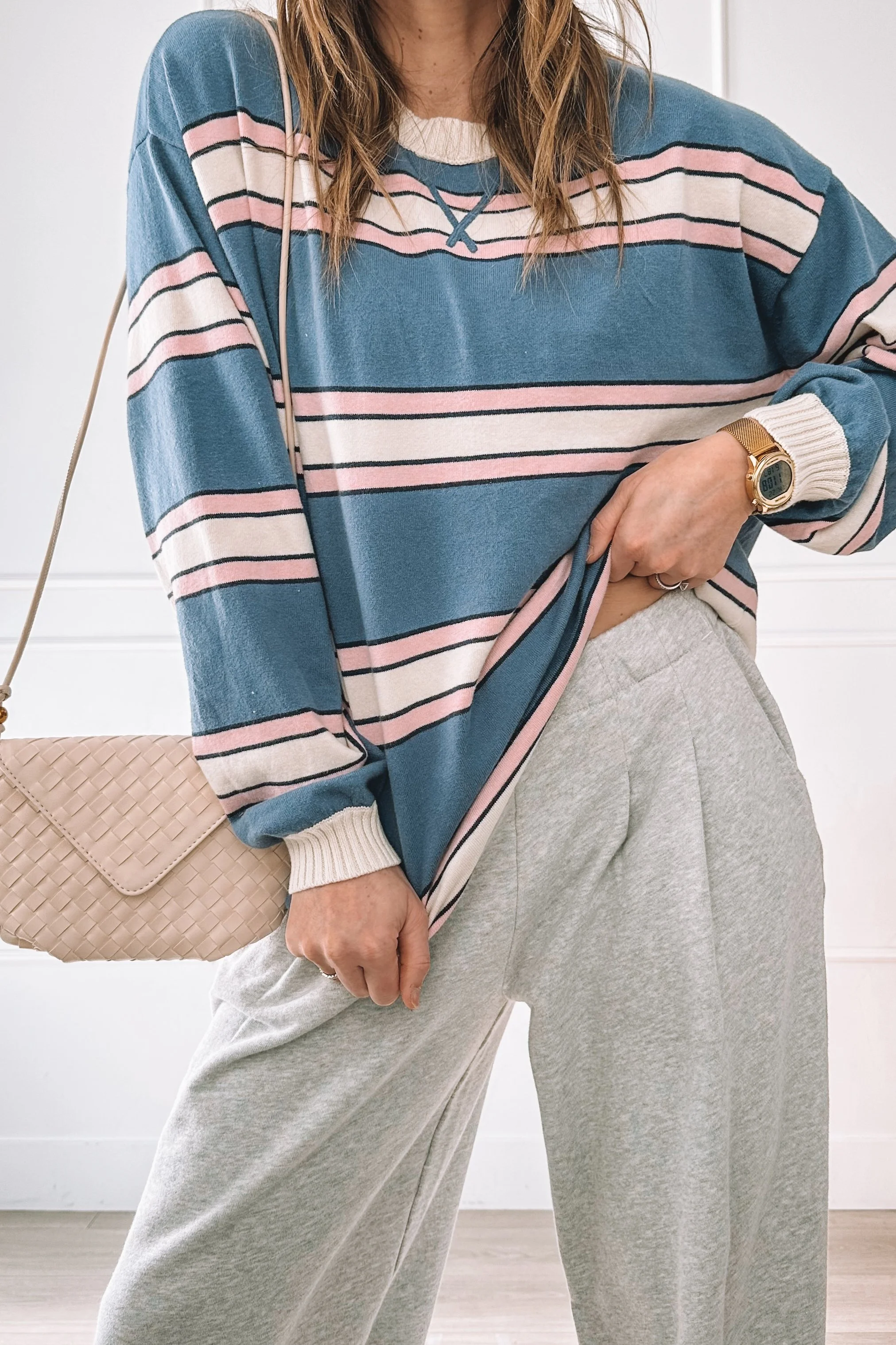 Comfy but put together everyday outfit with Aerie pants and Adidas sneakers