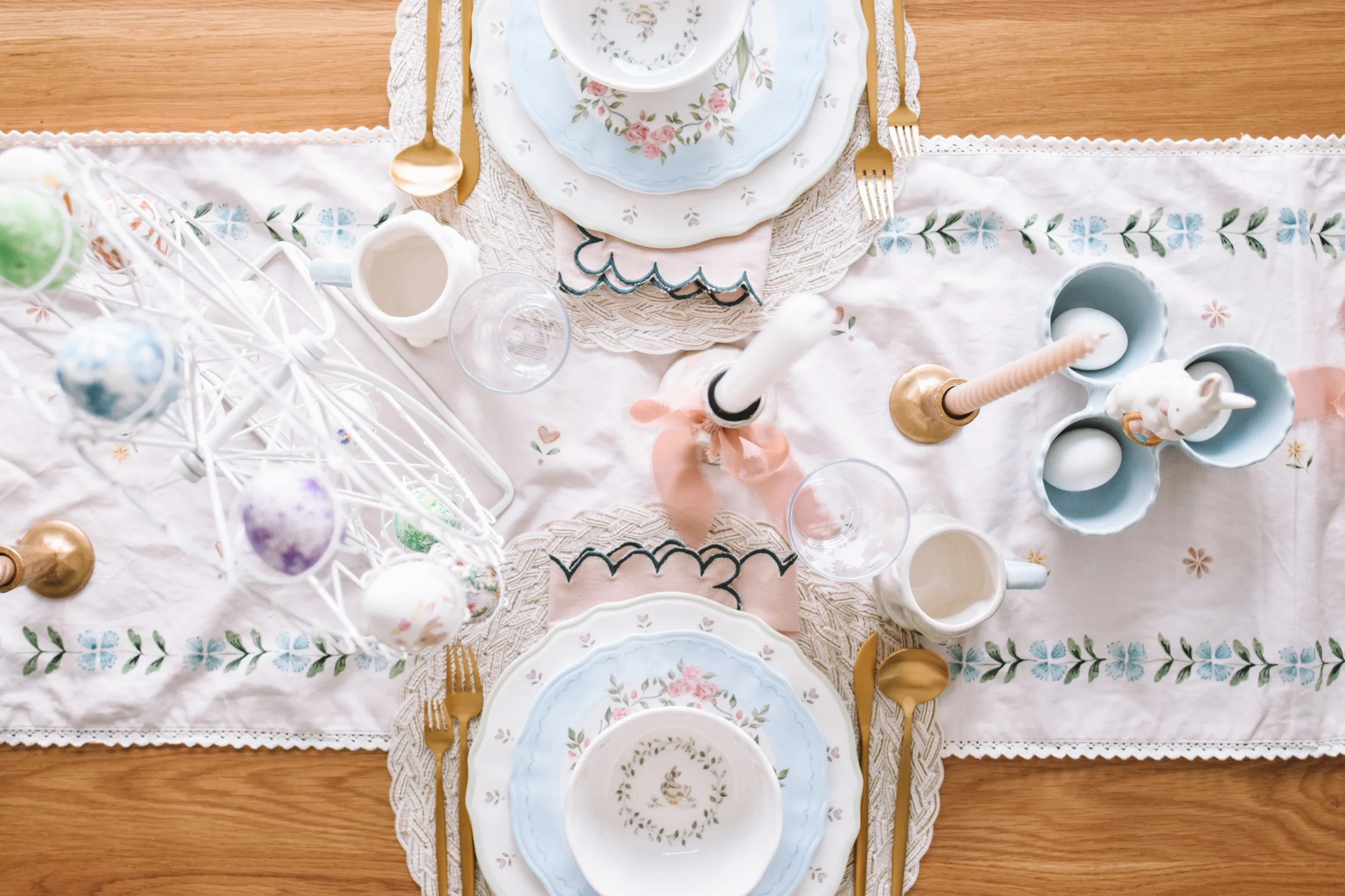 kid friendly easter tablescape with durable spring dinnerware