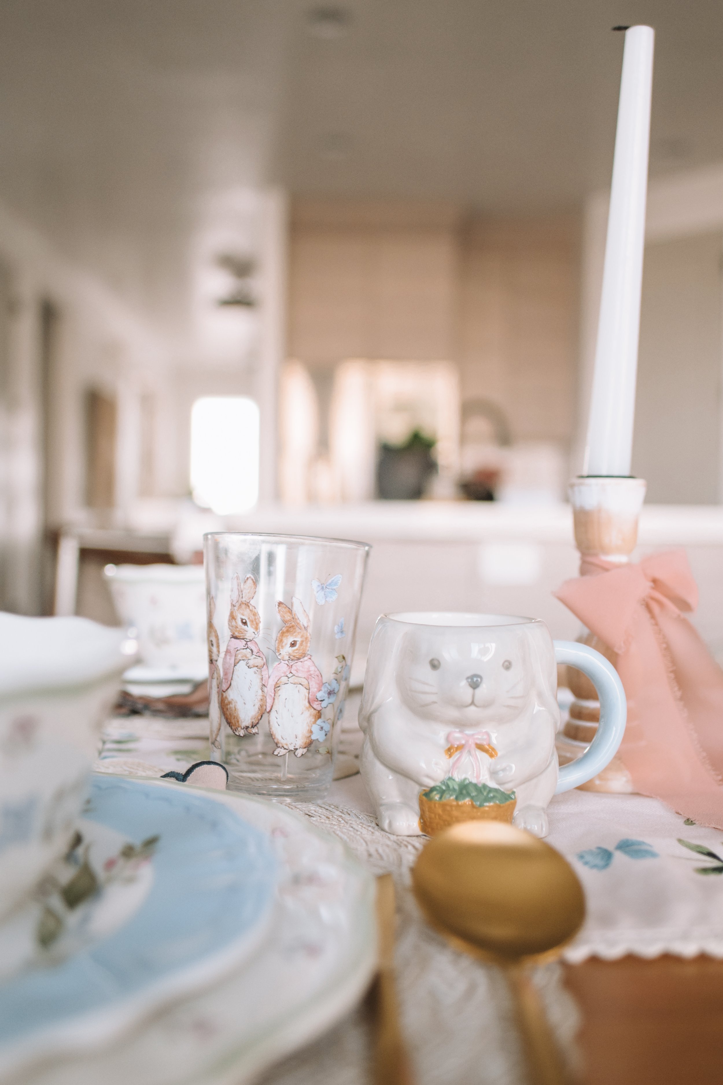 kid friendly easter tablescape with durable spring dinnerware