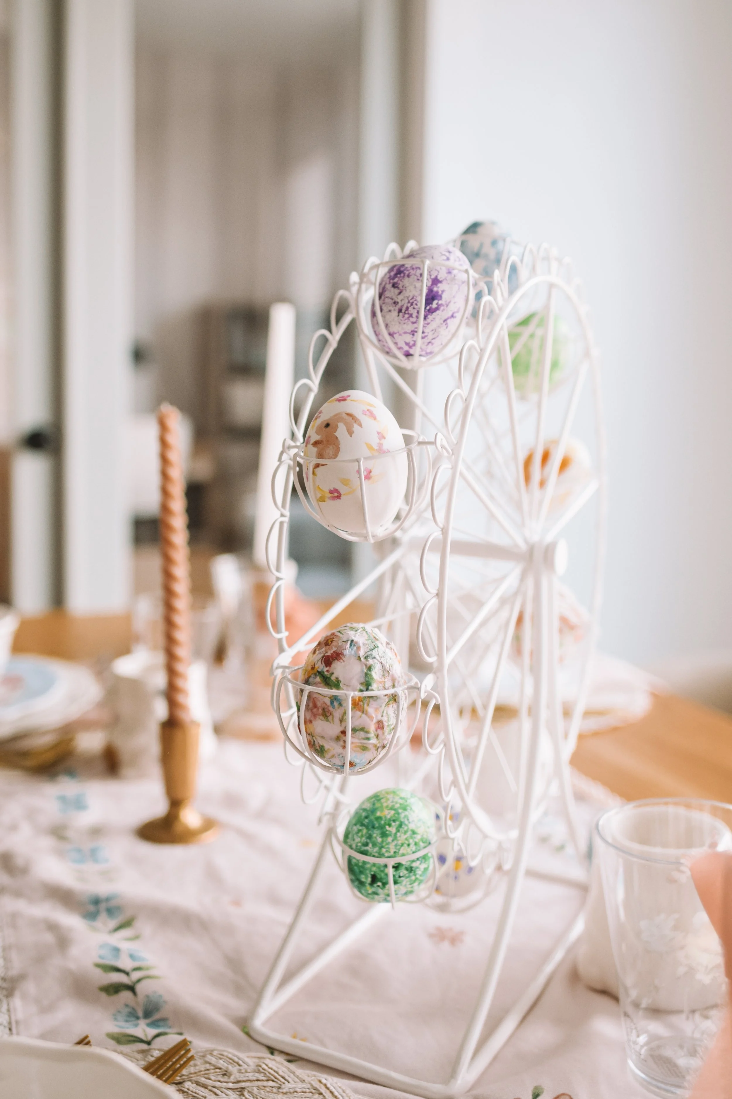 kid friendly easter tablescape with durable spring dinnerware