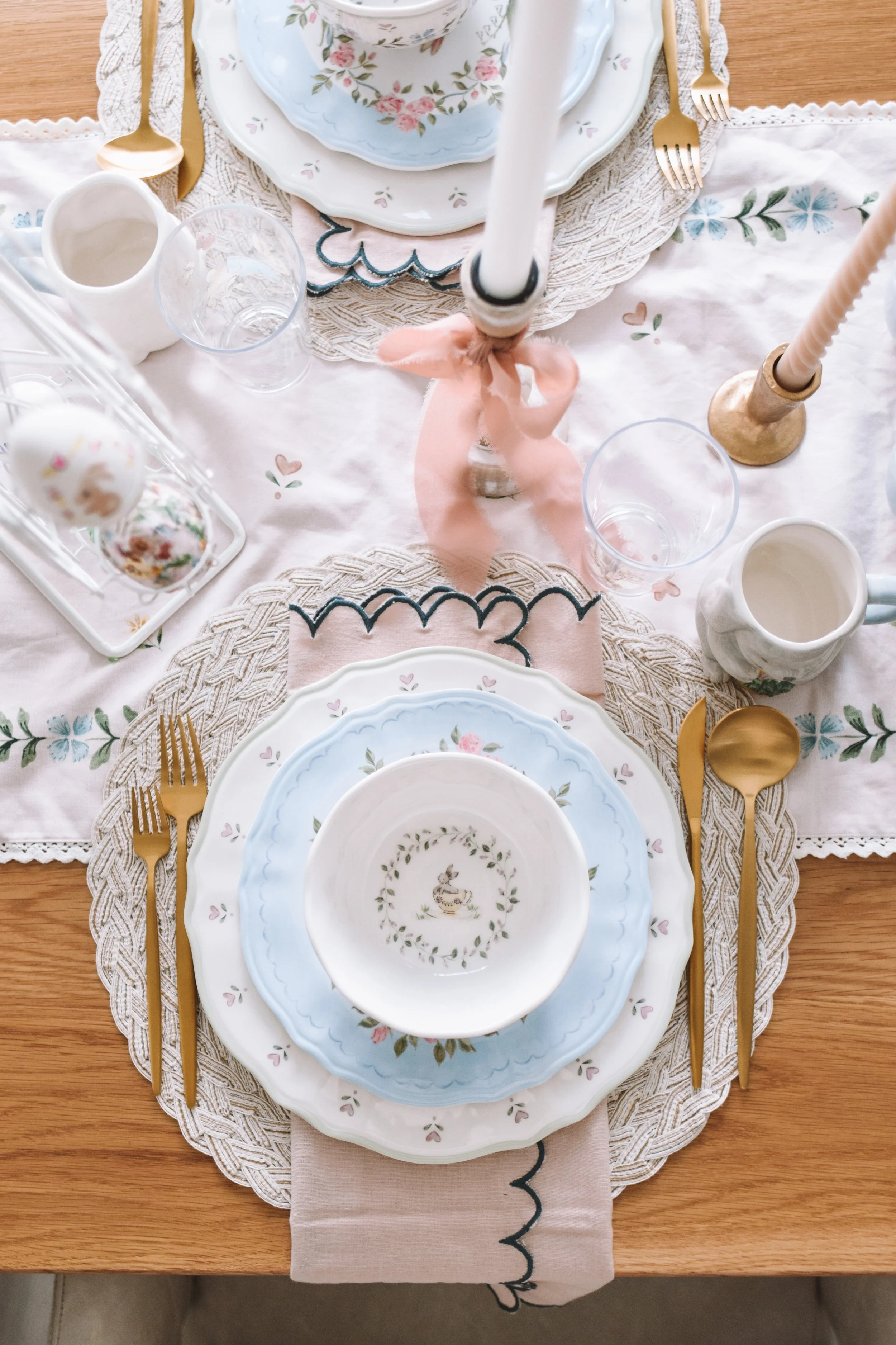 kid friendly easter tablescape with durable spring dinnerware