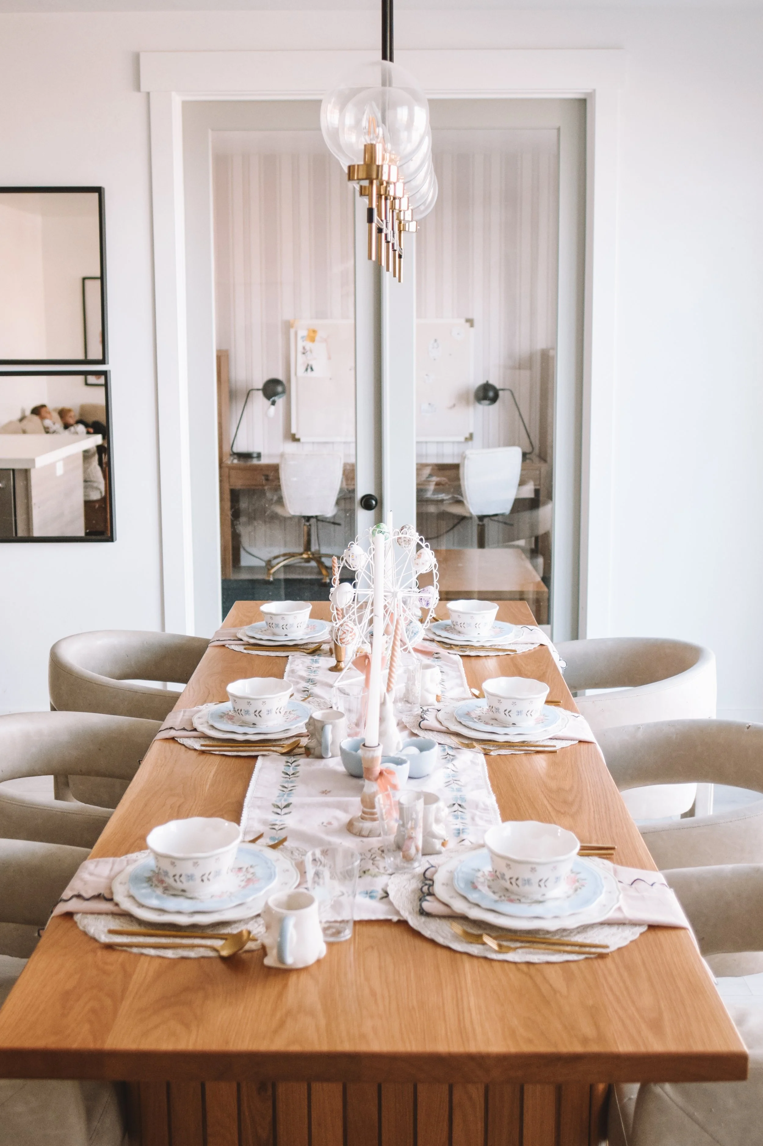 kid friendly easter tablescape with durable spring dinnerware