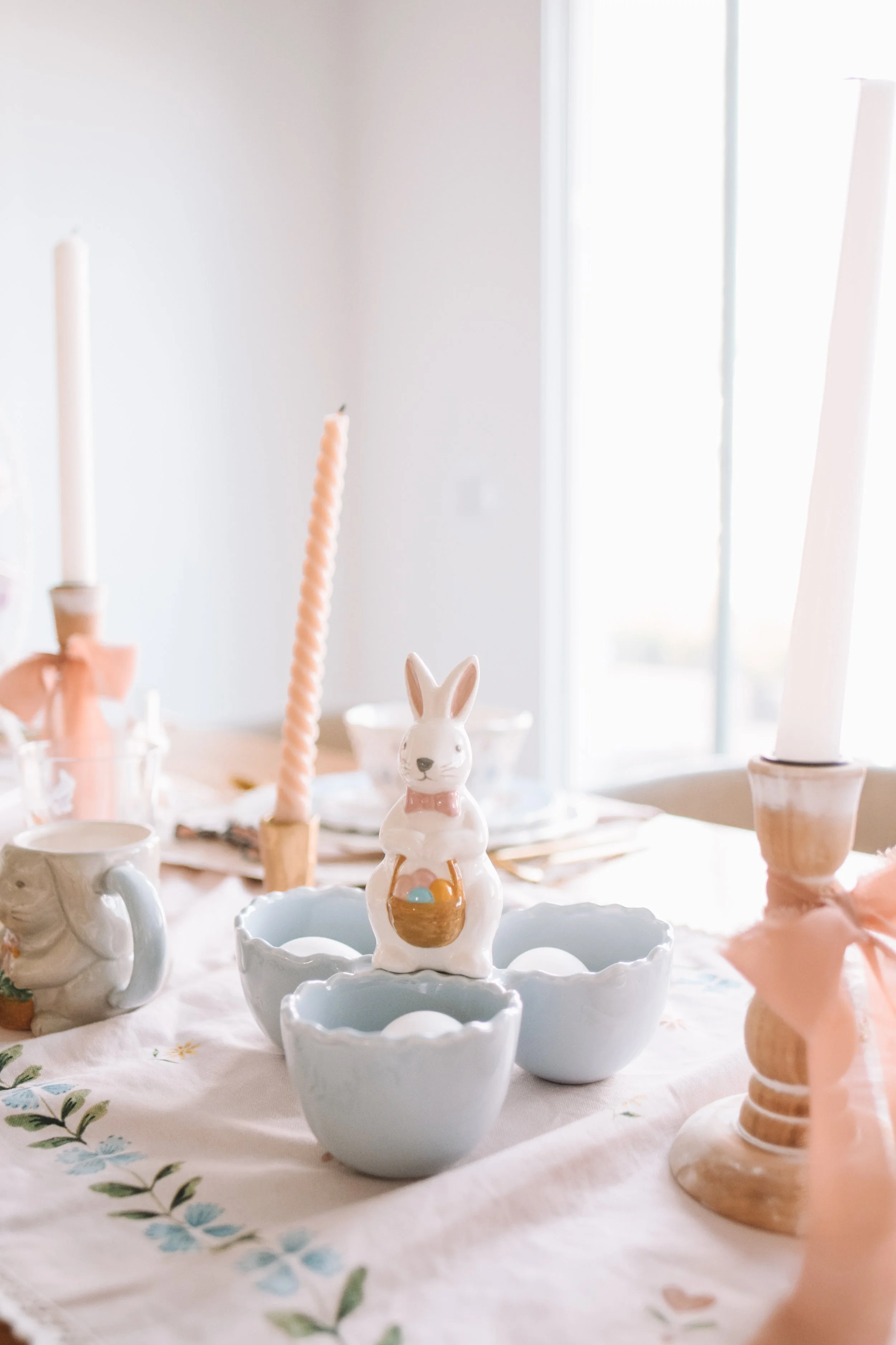 kid friendly easter tablescape with durable spring dinnerware