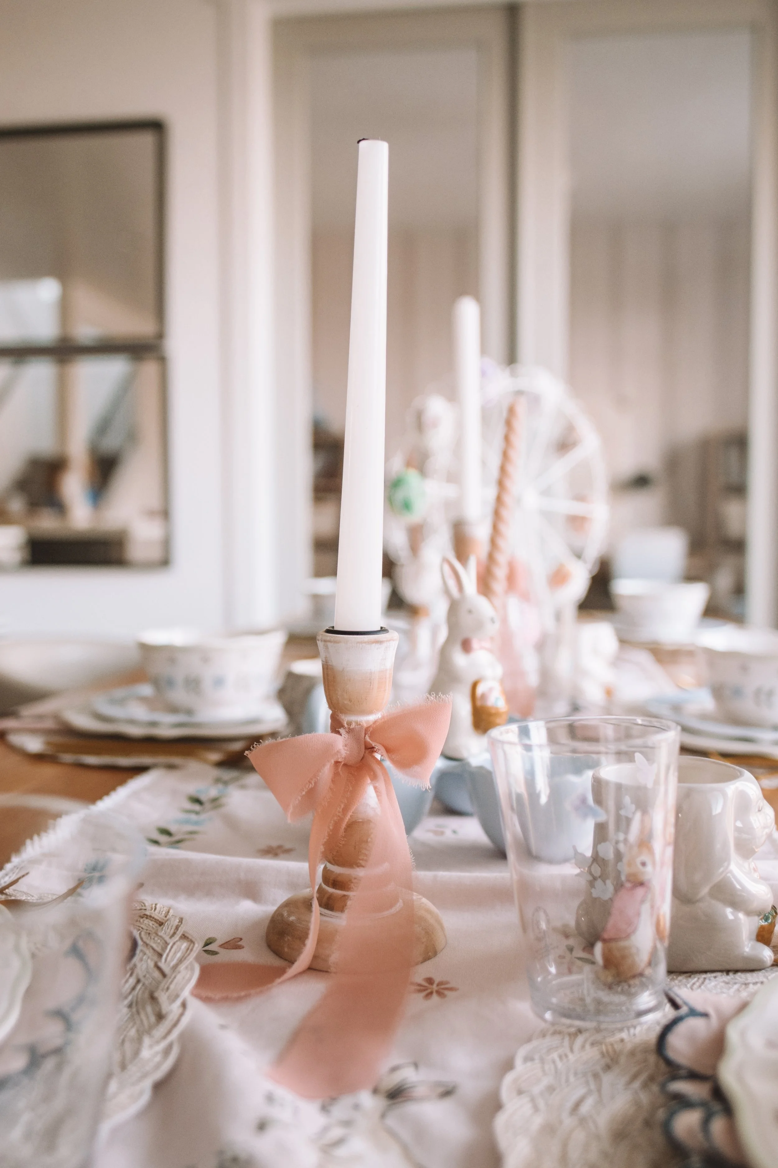 kid friendly easter tablescape with durable spring dinnerware