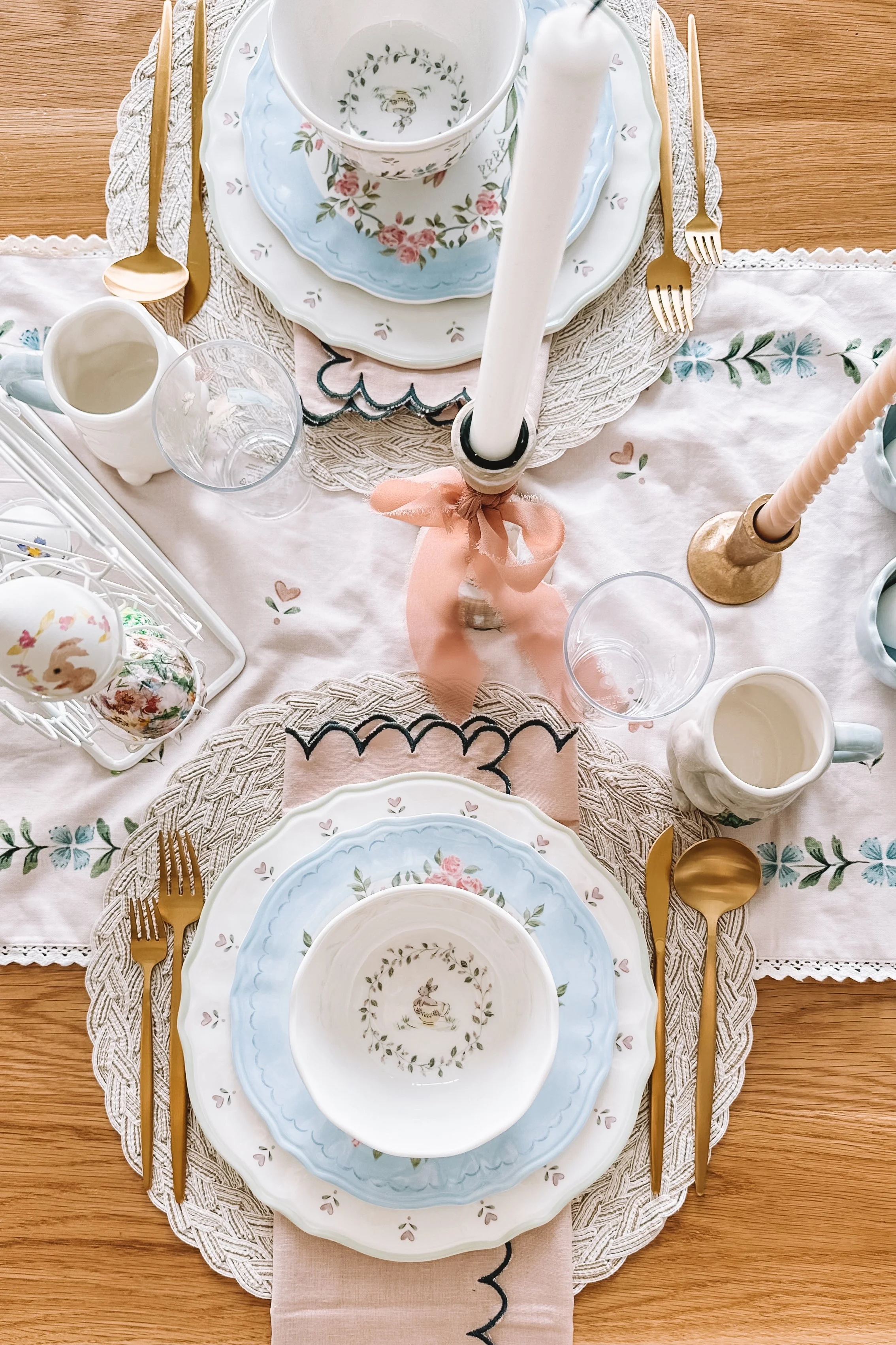 kid friendly easter tablescape with durable spring dinnerware