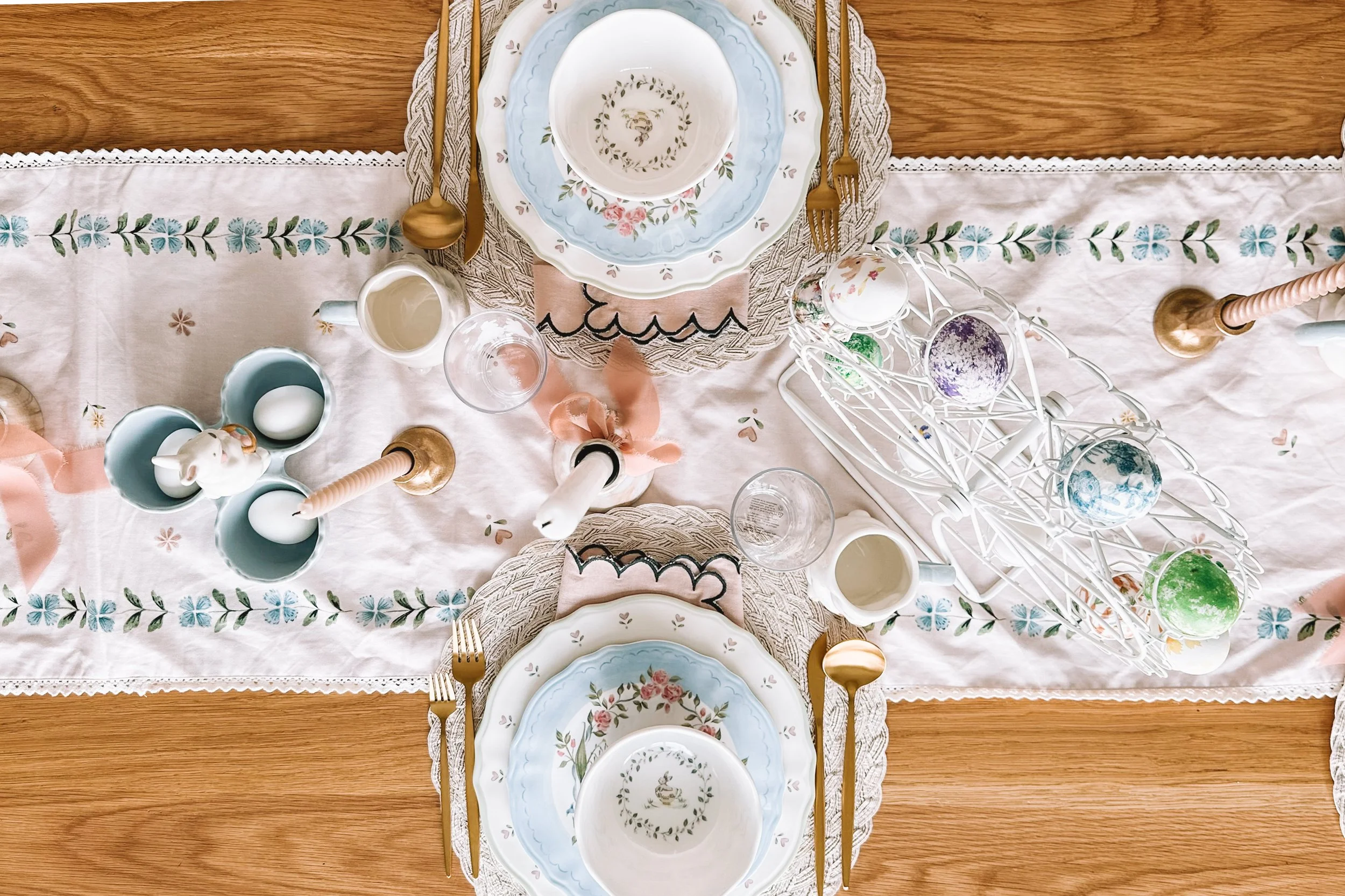 kid friendly easter tablescape with durable spring dinnerware