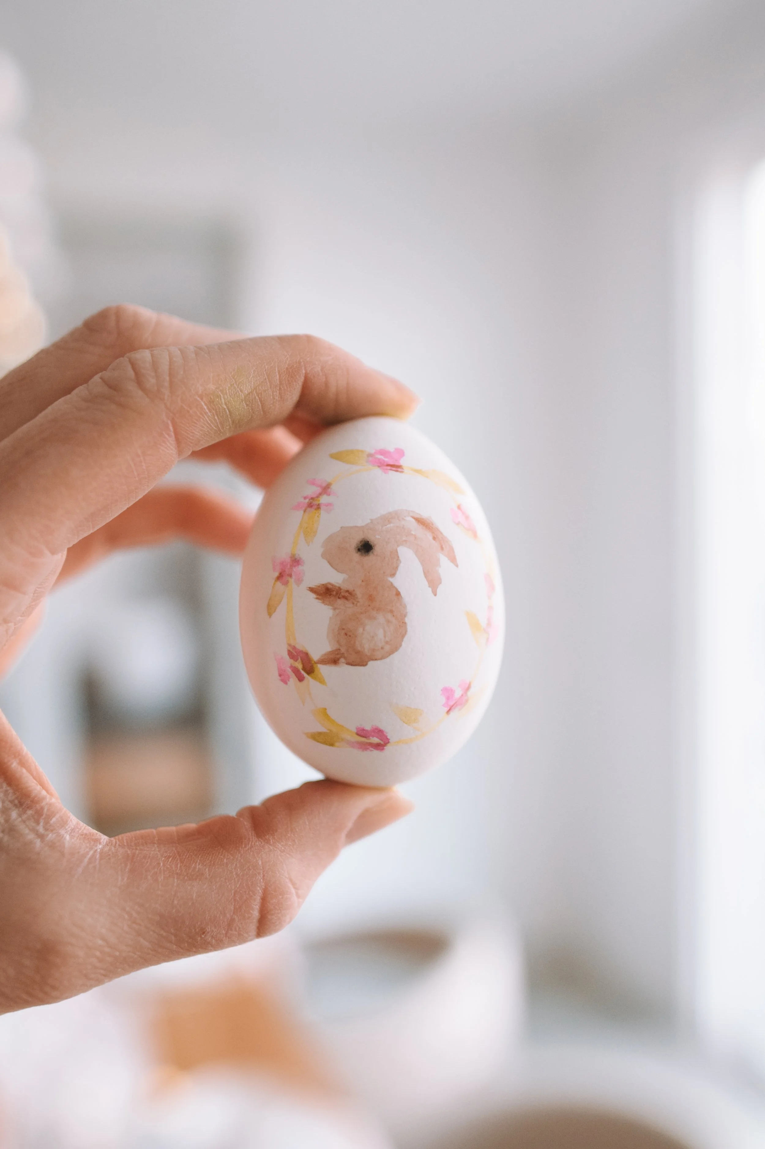 Watercolor Easter Eggs in Woven Basket