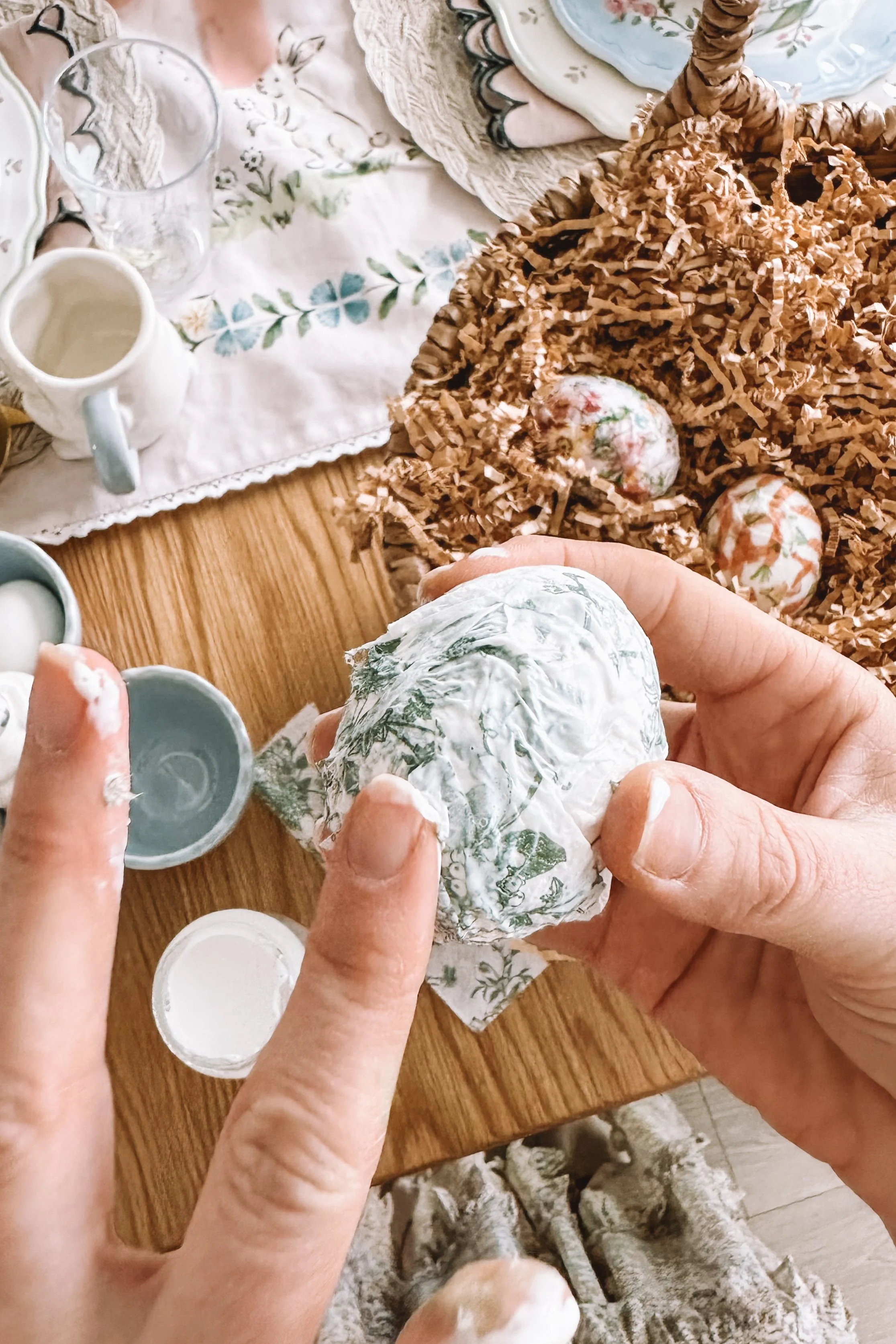 Napkin Covered Easter Eggs with Mod Podge