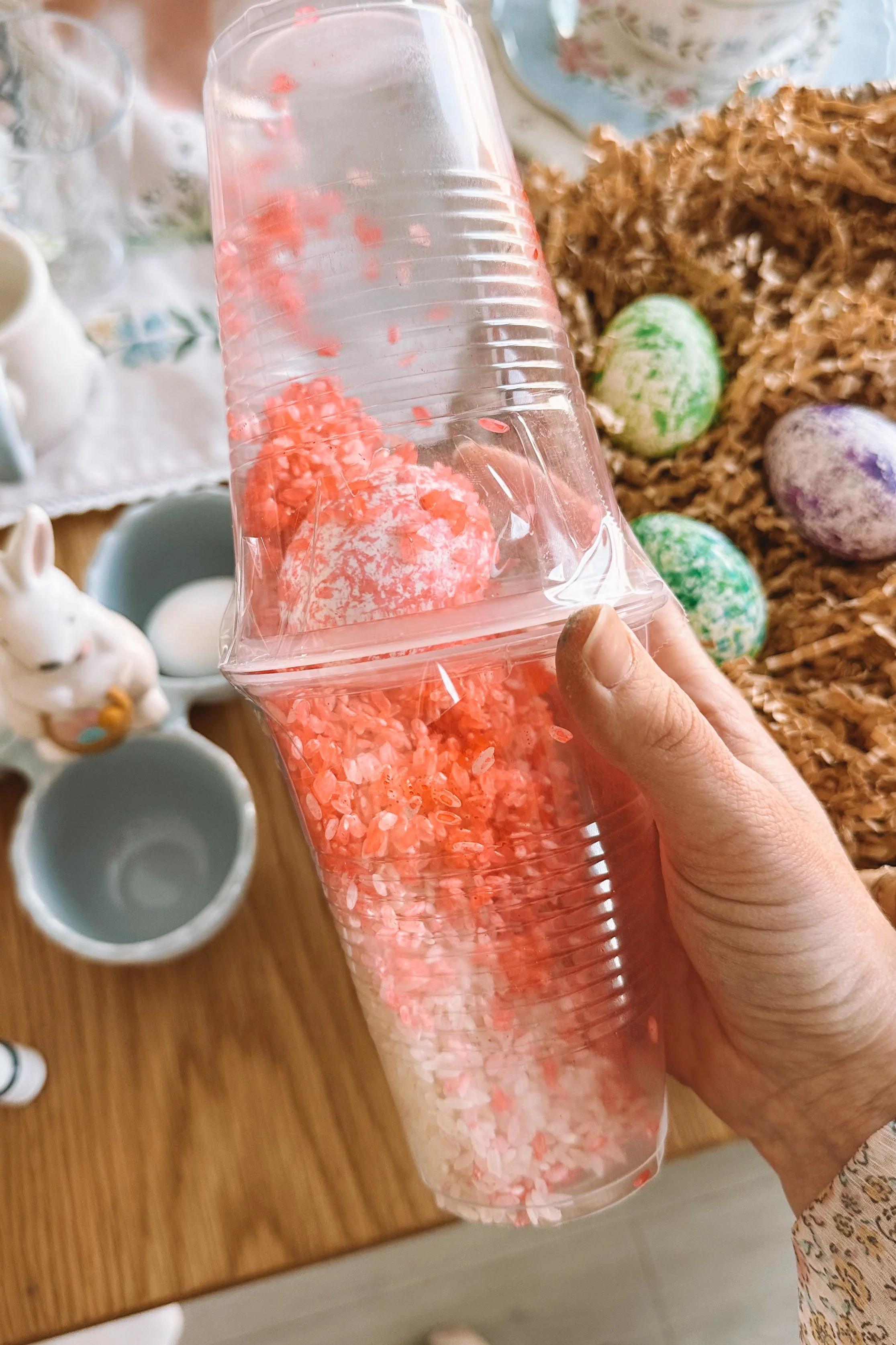 Speckled Rice Dyed Easter Eggs