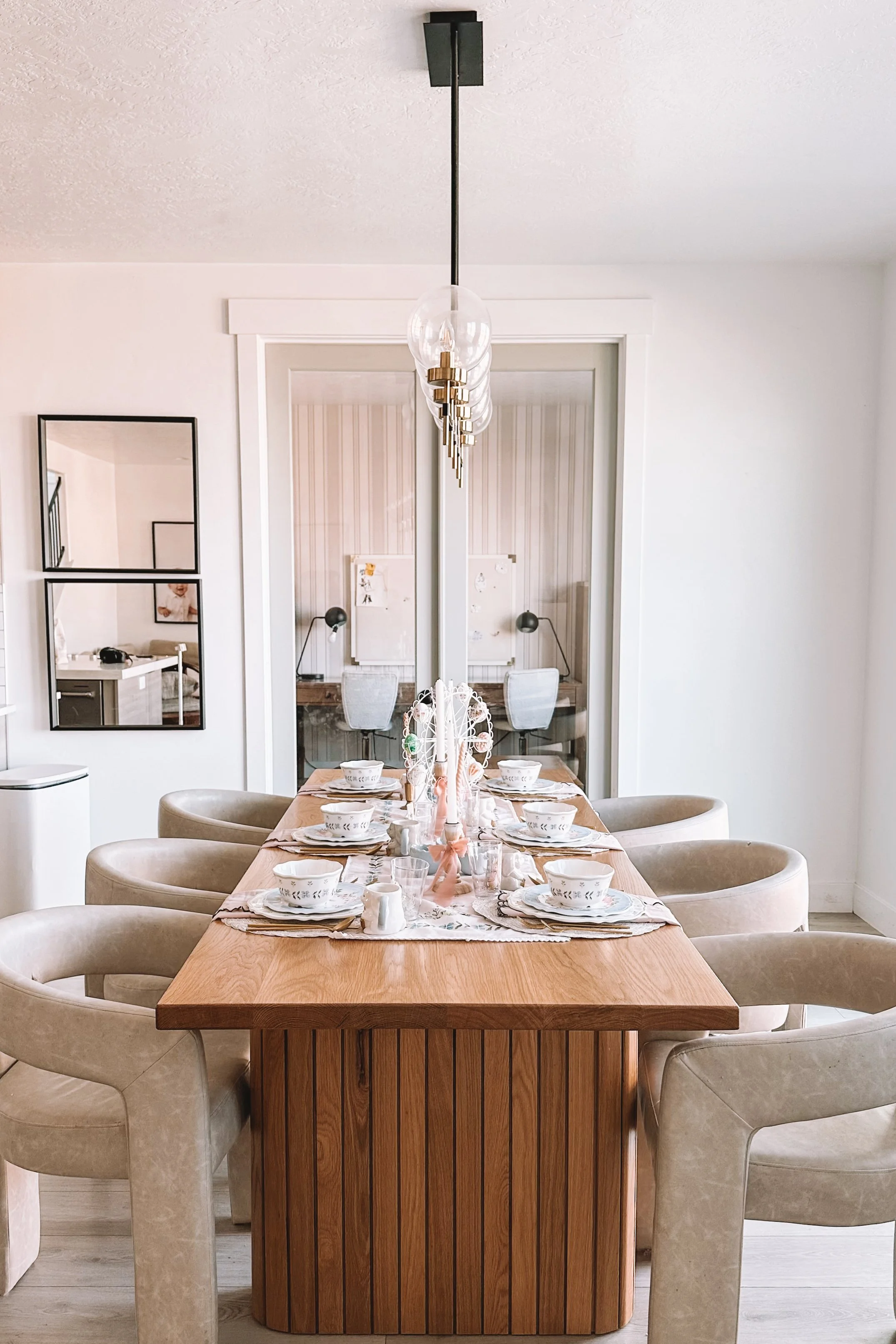 kid friendly easter tablescape with durable spring dinnerware