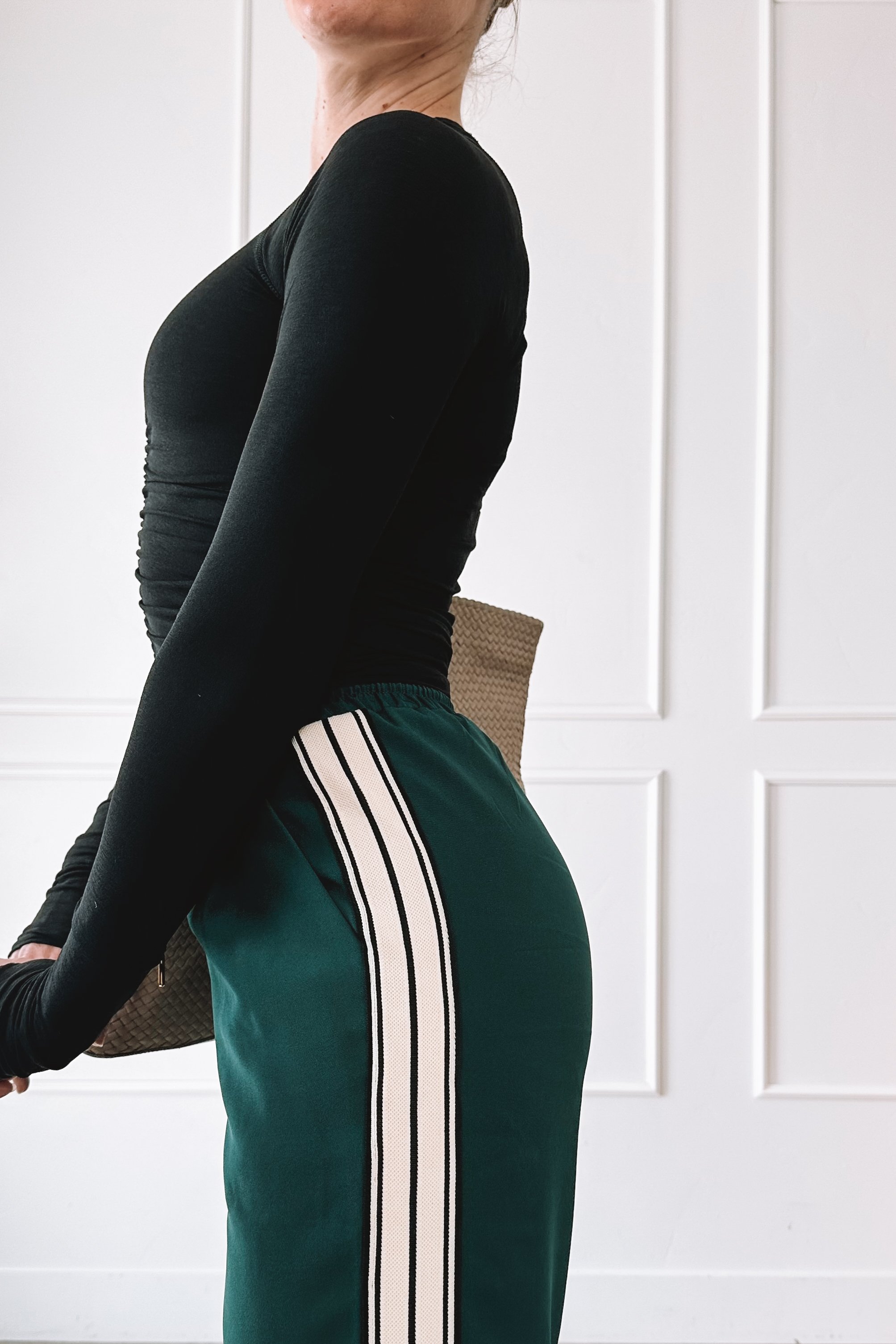 Green track pants casual everyday outfit