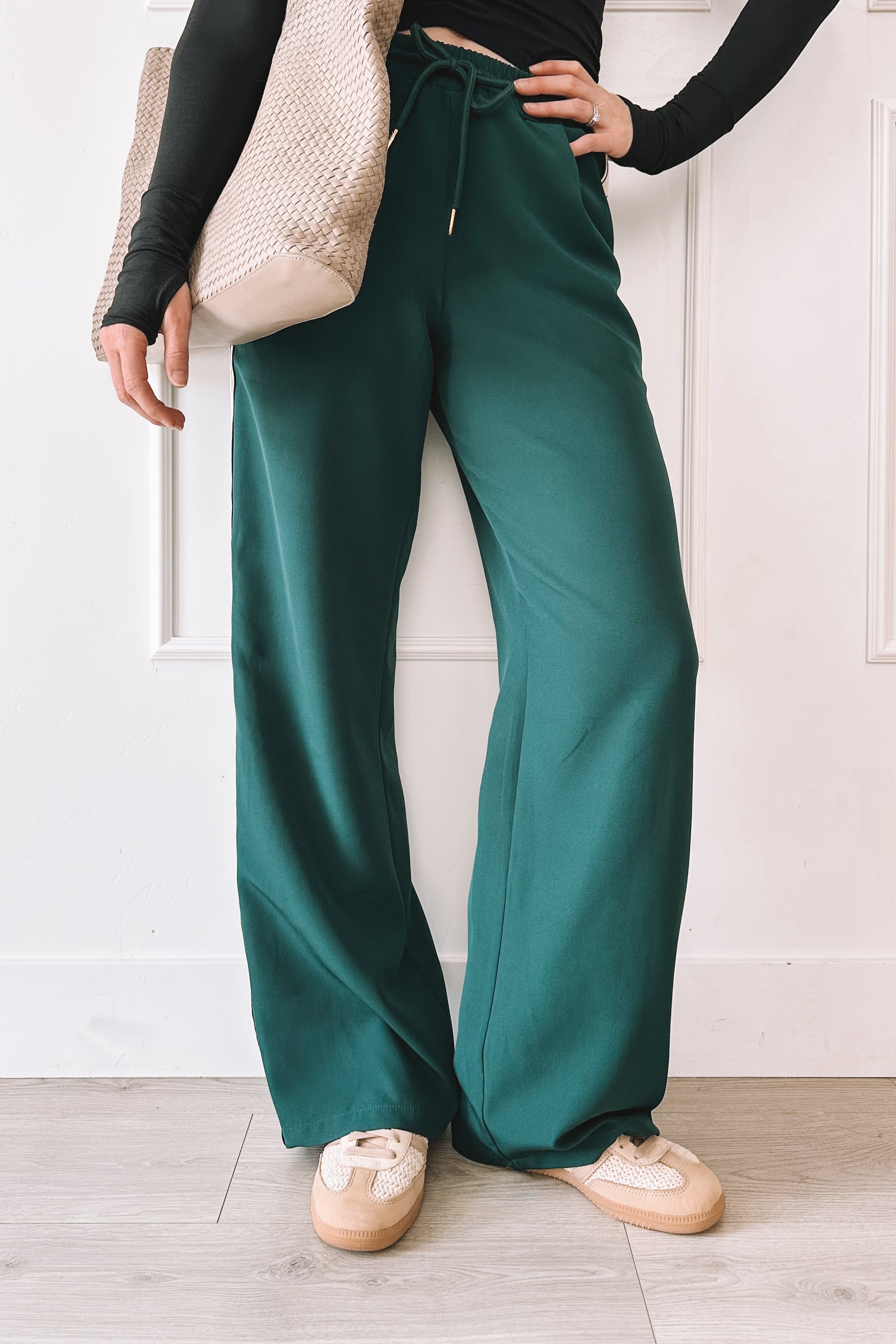 Green track pants casual everyday outfit