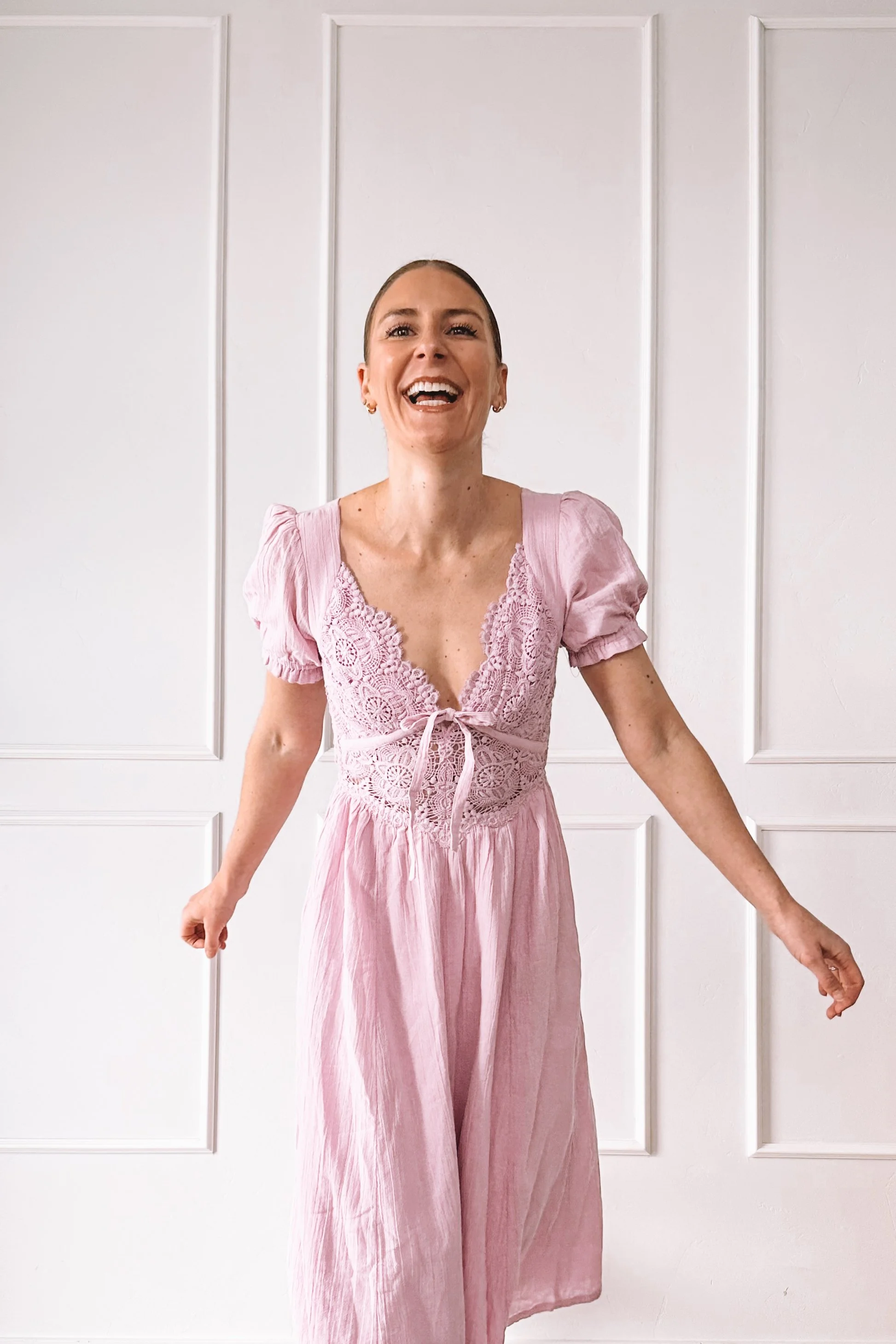 free people pink lace dress open back detail