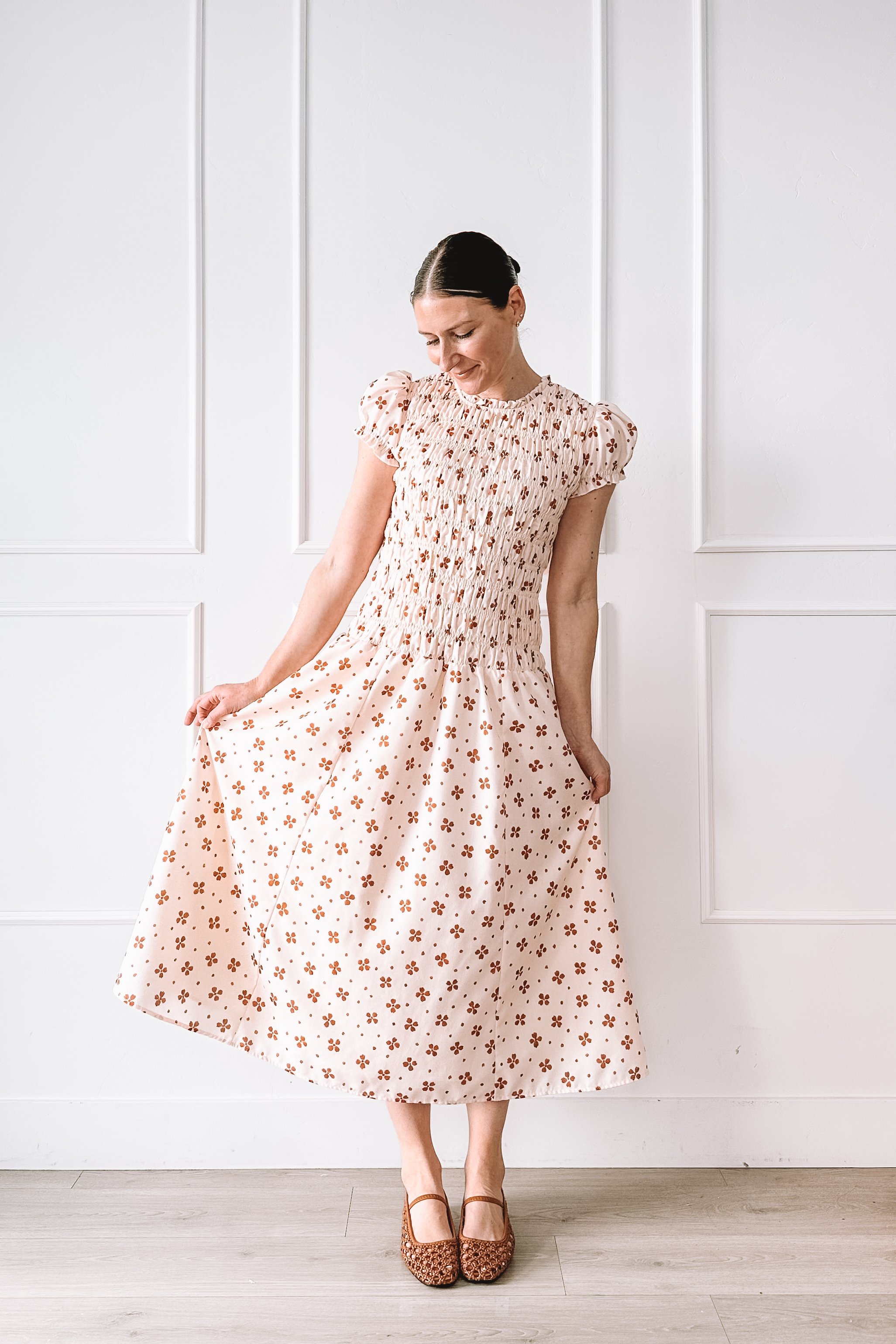 bohme floral smocked midi dress easter outfit