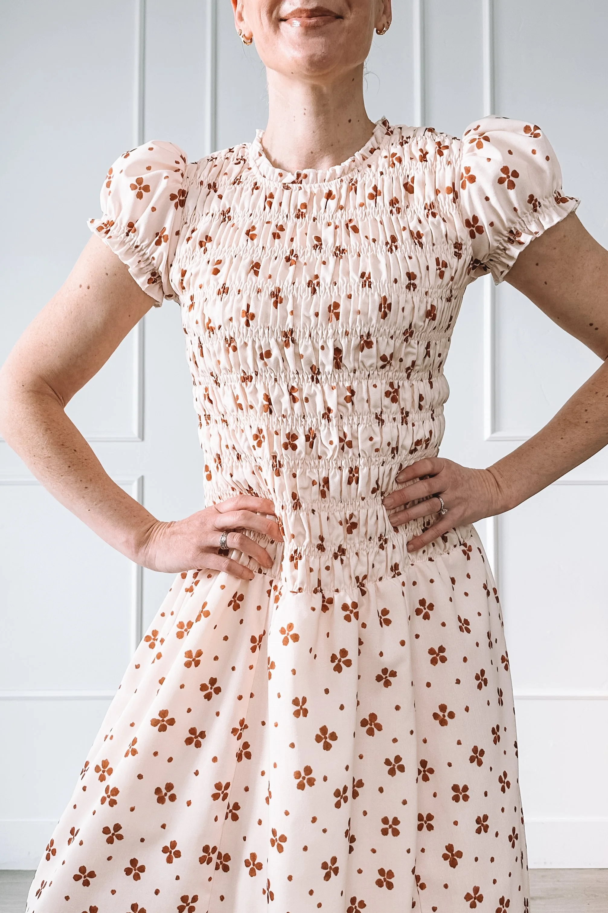 bohme floral smocked midi dress easter outfit
