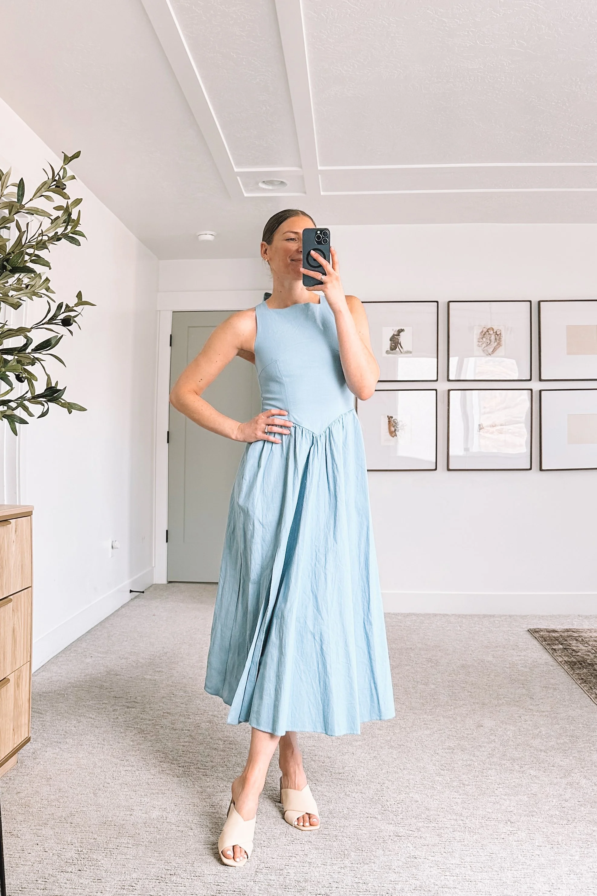 astr the label blue dress double tie back detail