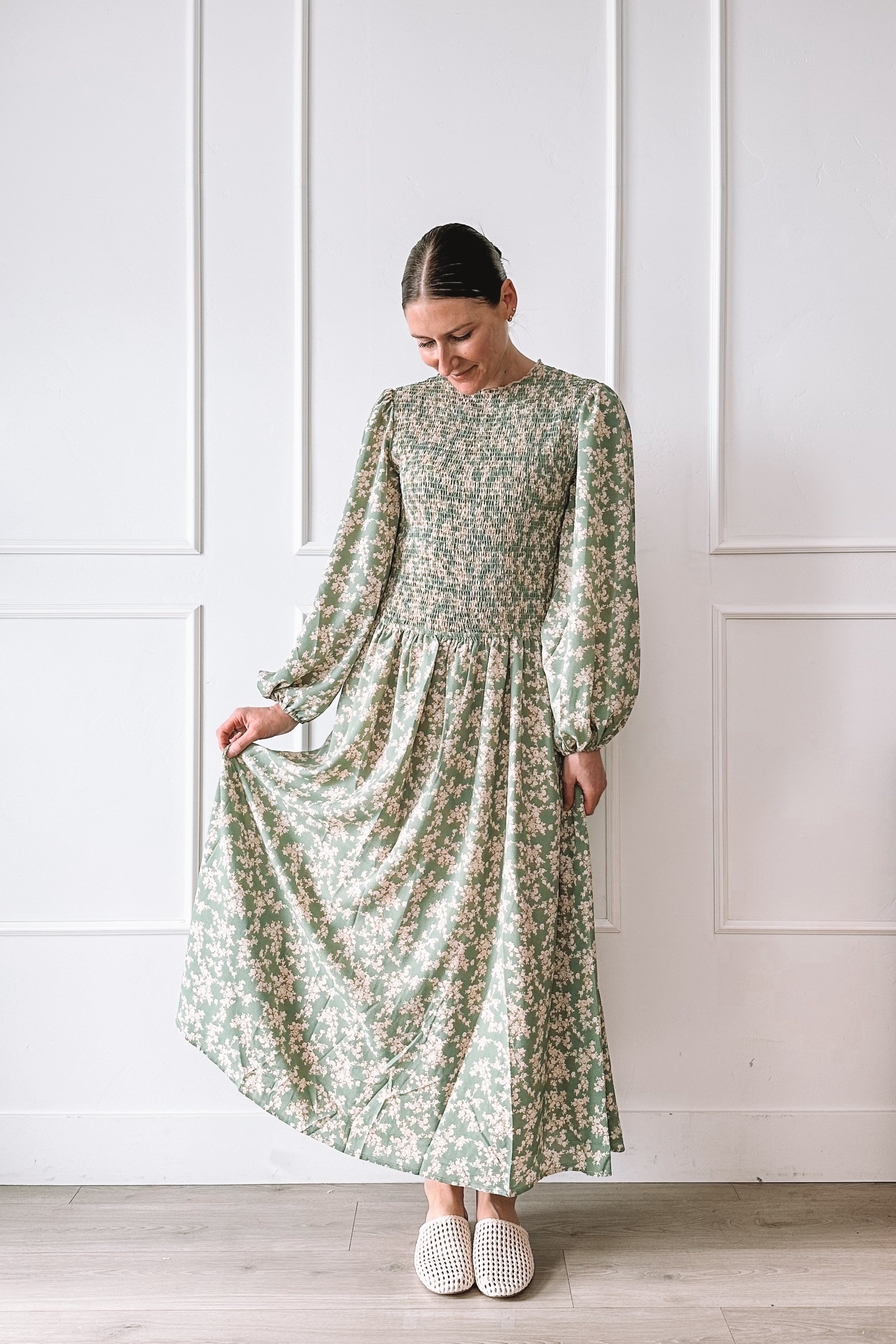 petal and pup green floral smocked dress outfit