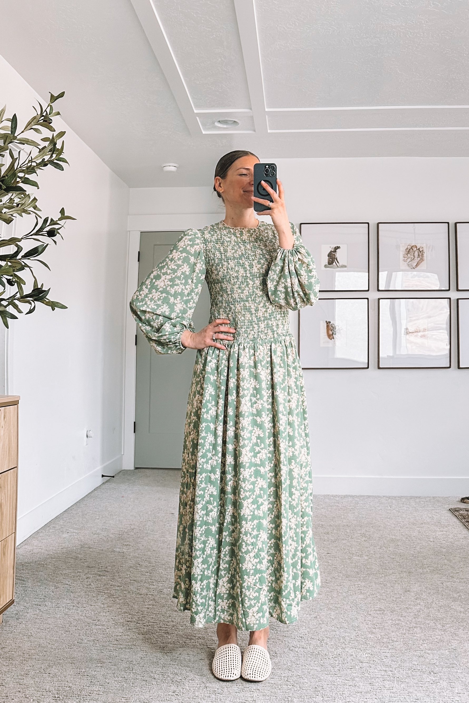 petal and pup green floral smocked dress outfit