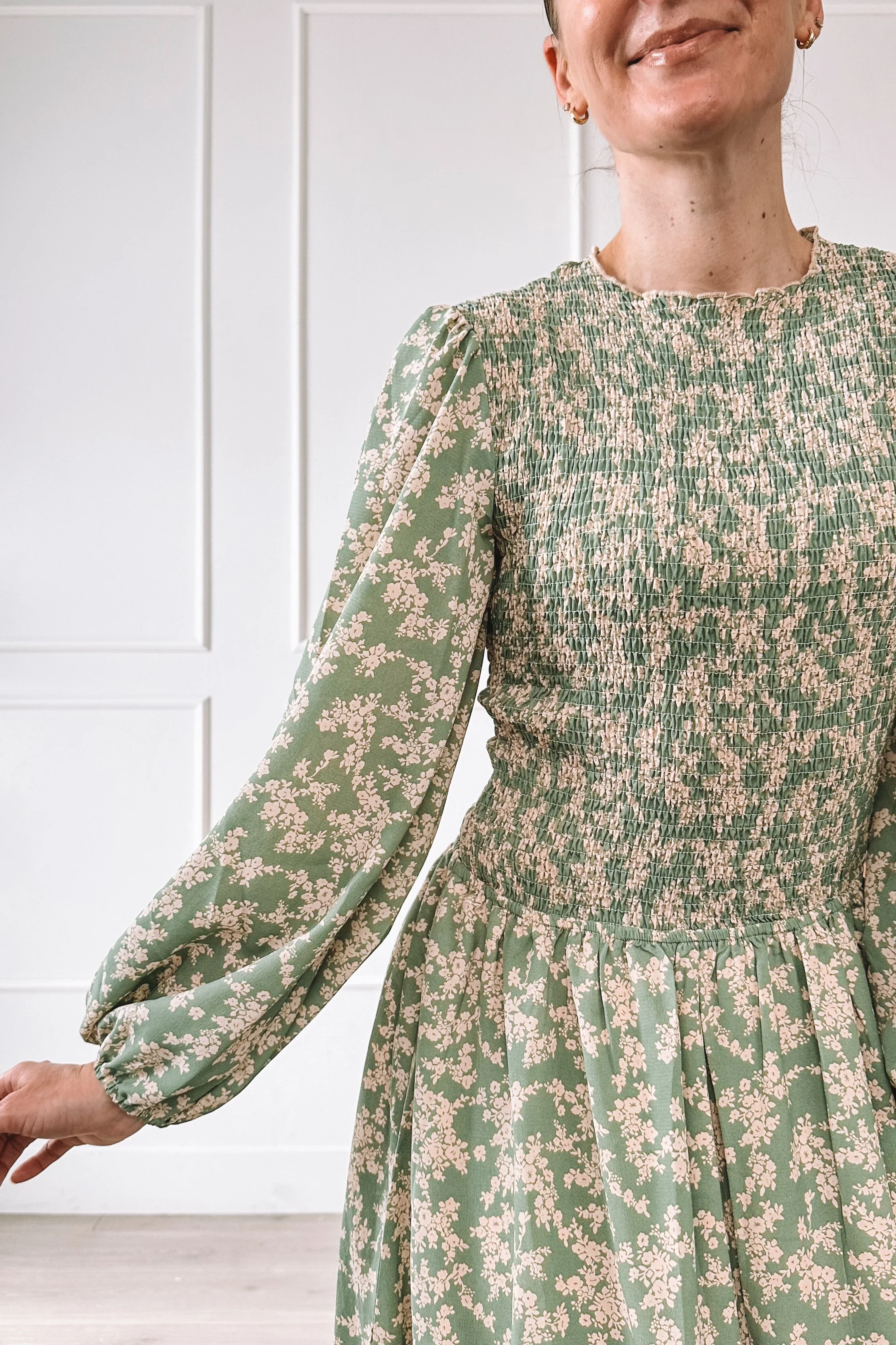 petal and pup smocked floral dress bodice detail