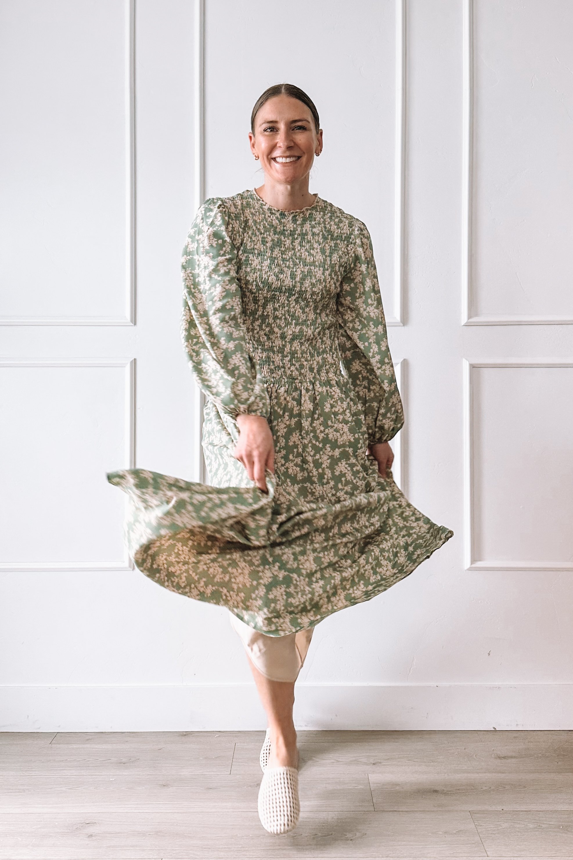 petal and pup smocked floral dress bodice detail