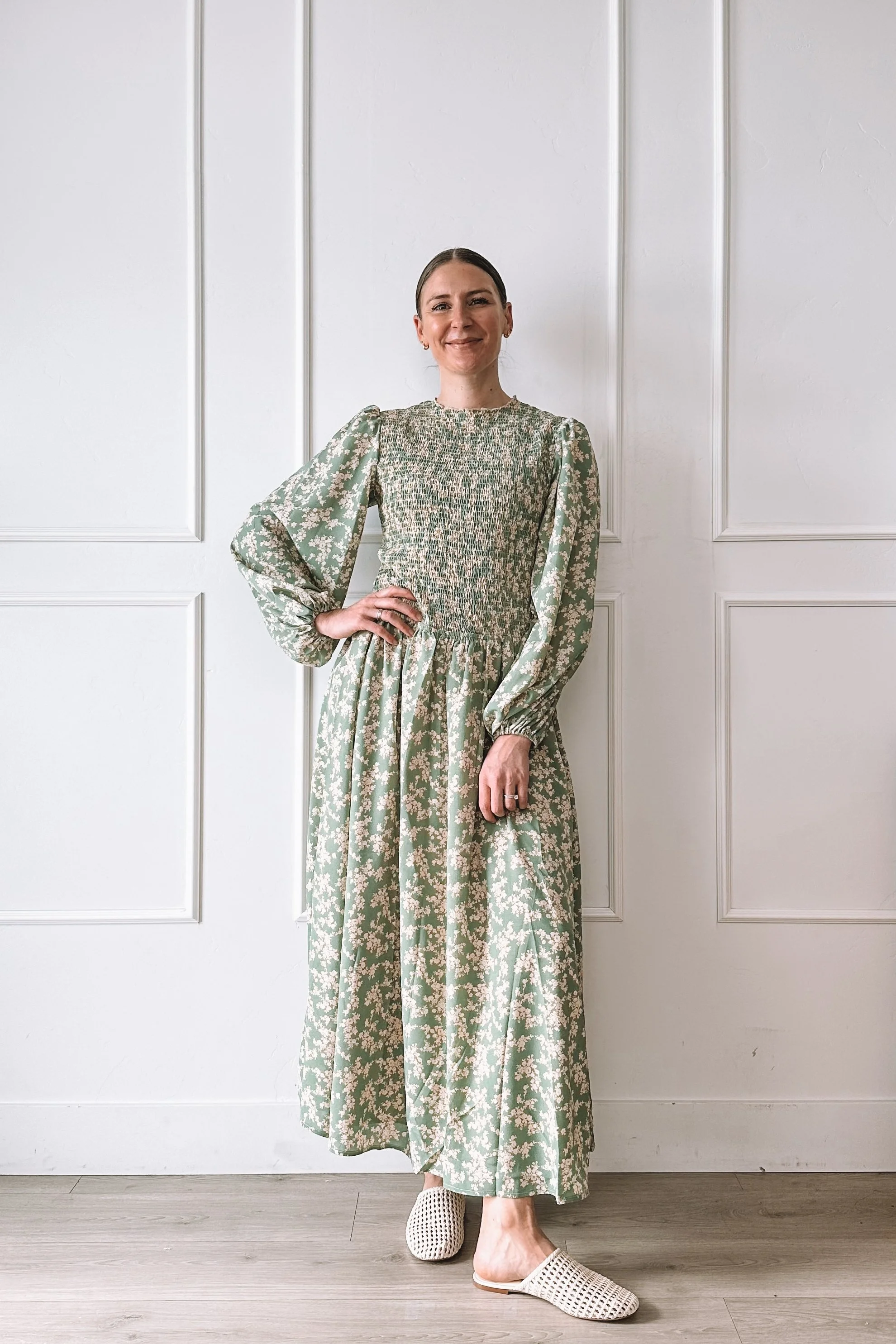 petal and pup smocked floral dress bodice detail