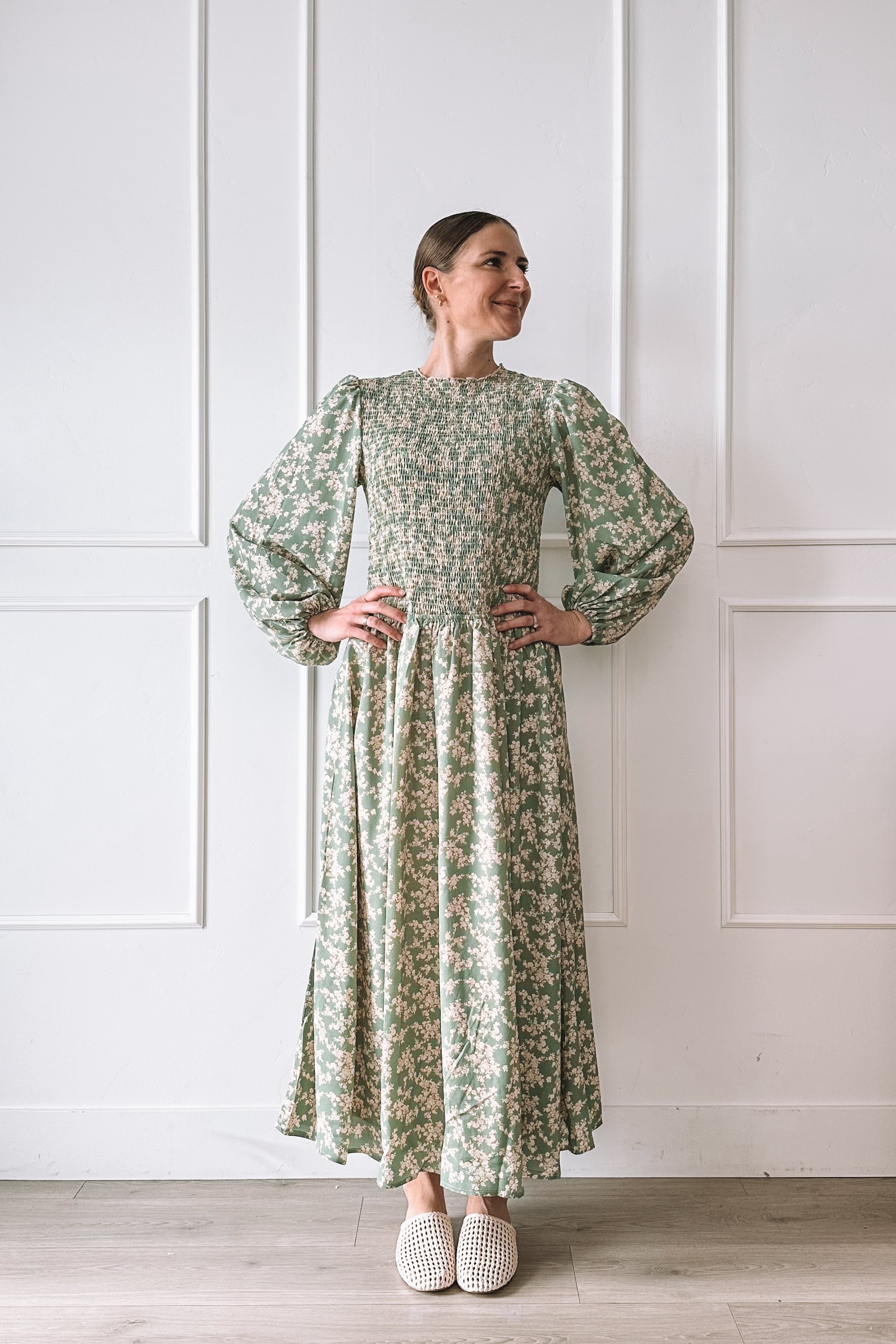 petal and pup smocked floral dress bodice detail