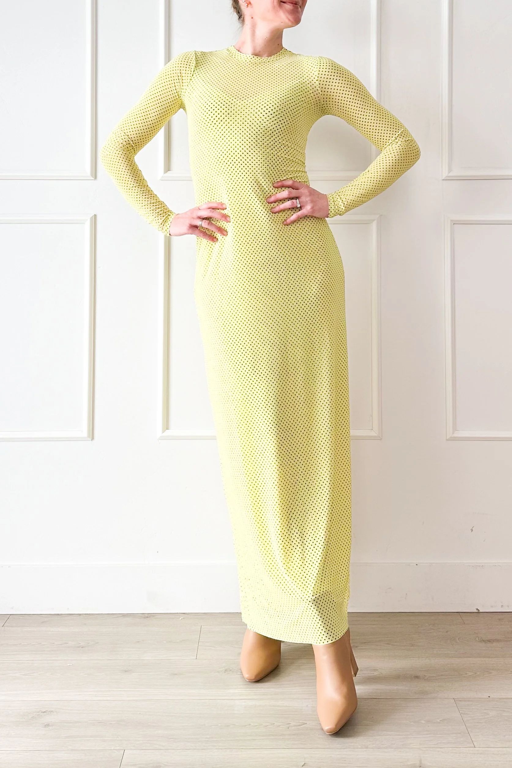 neon yellow fitted spring dress
