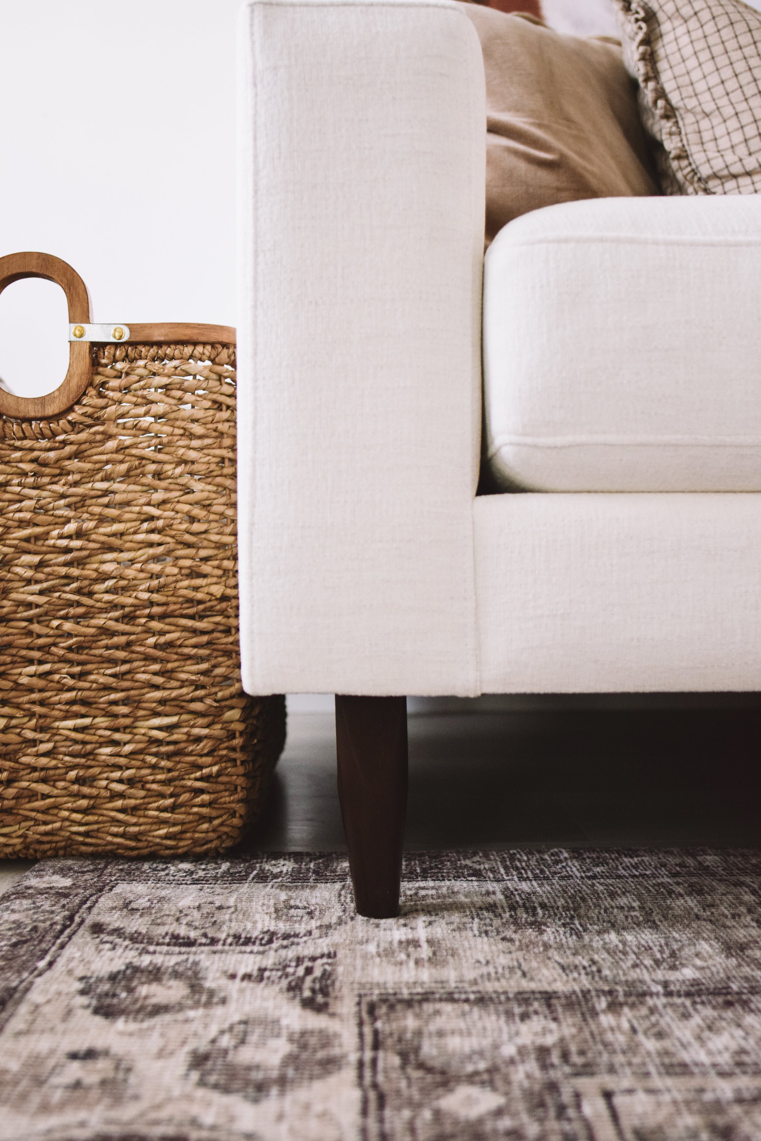 Neutral Living Room Decor - Custom White Washable Sectional from What A Room