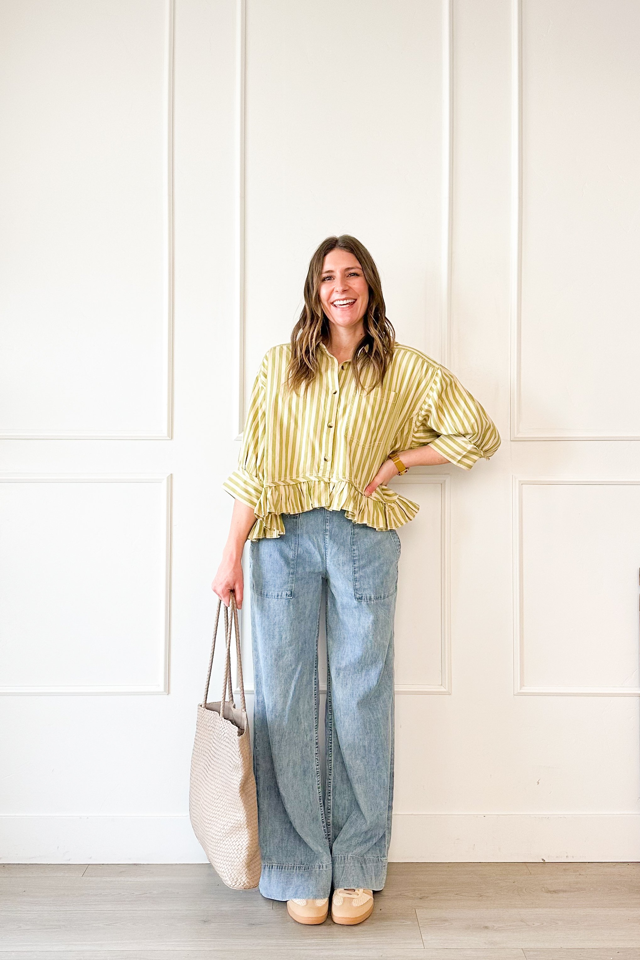 Everyday Outfit Wide Leg Jeans Relaxed Button Down