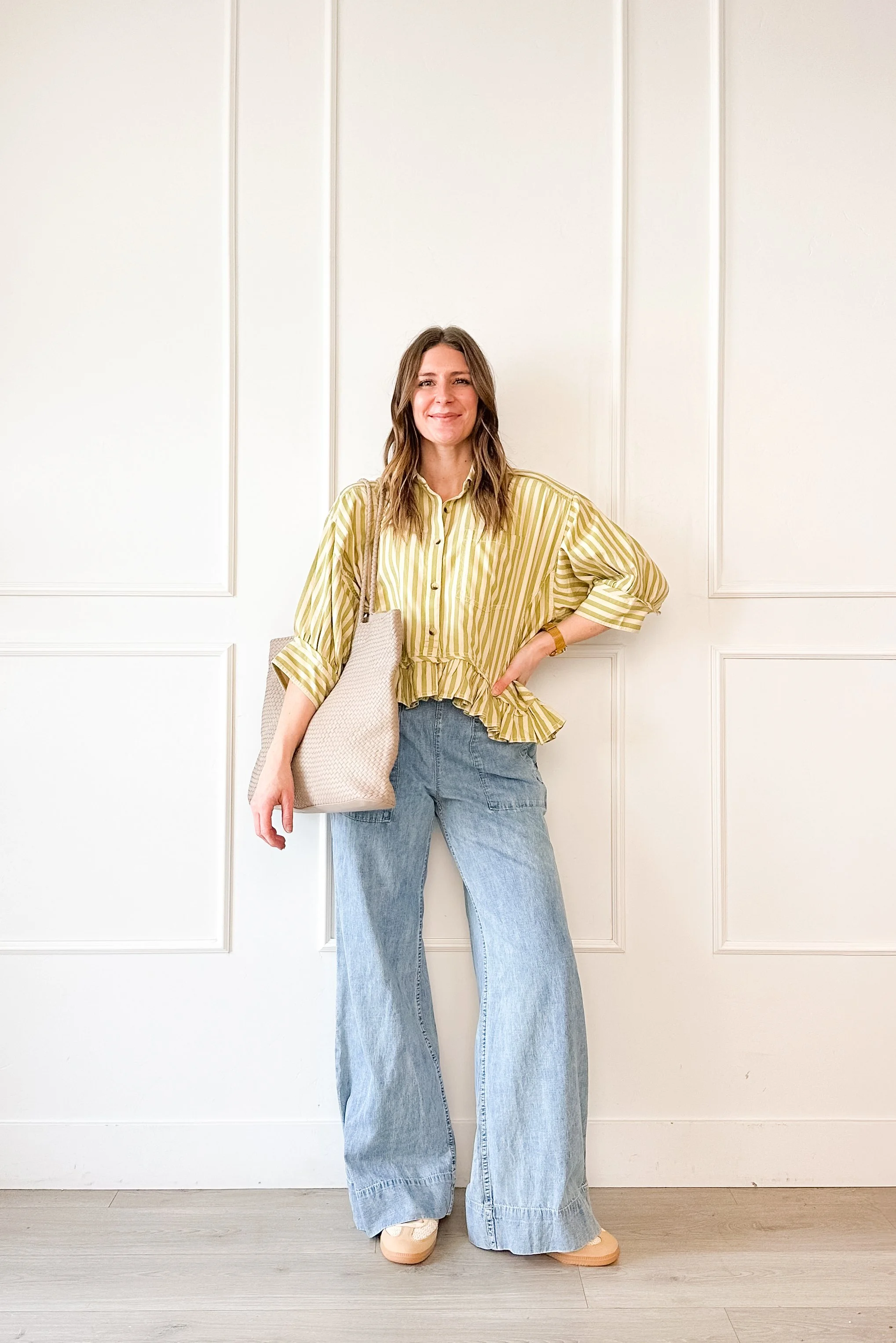 Everyday Outfit Wide Leg Jeans Relaxed Button Down