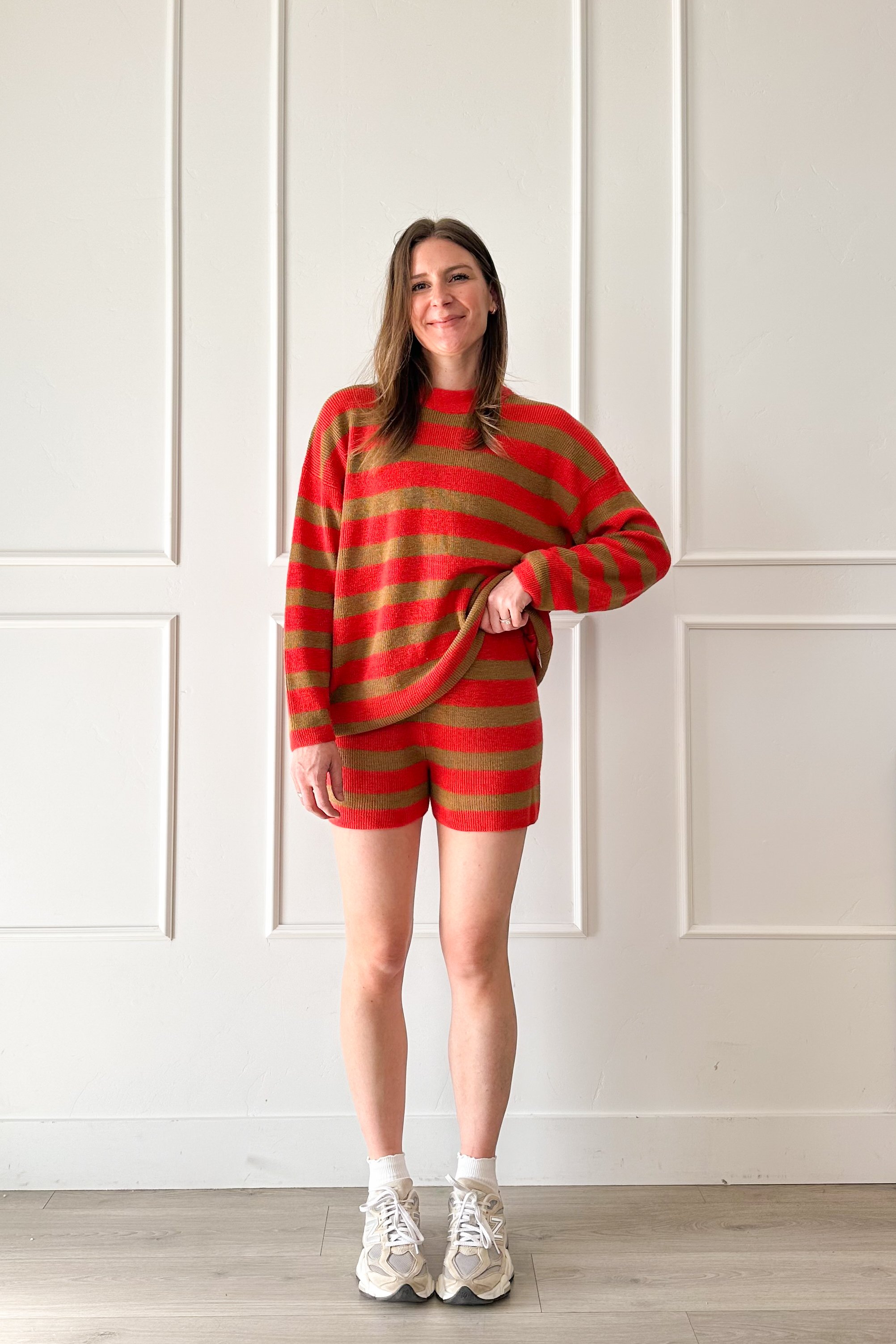 Spring Matching Set Outfit Striped Knit