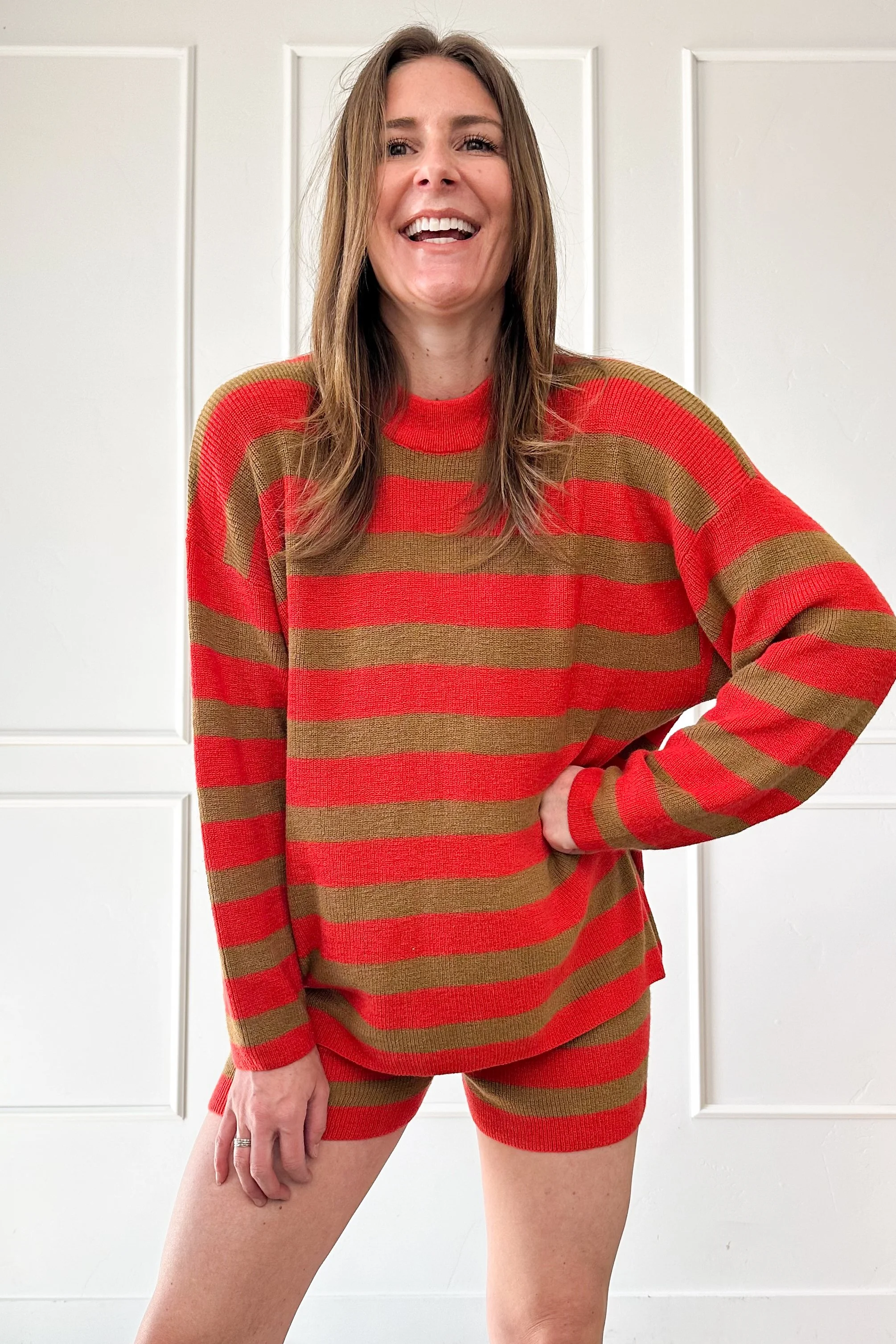 Spring Matching Set Outfit Striped Knit