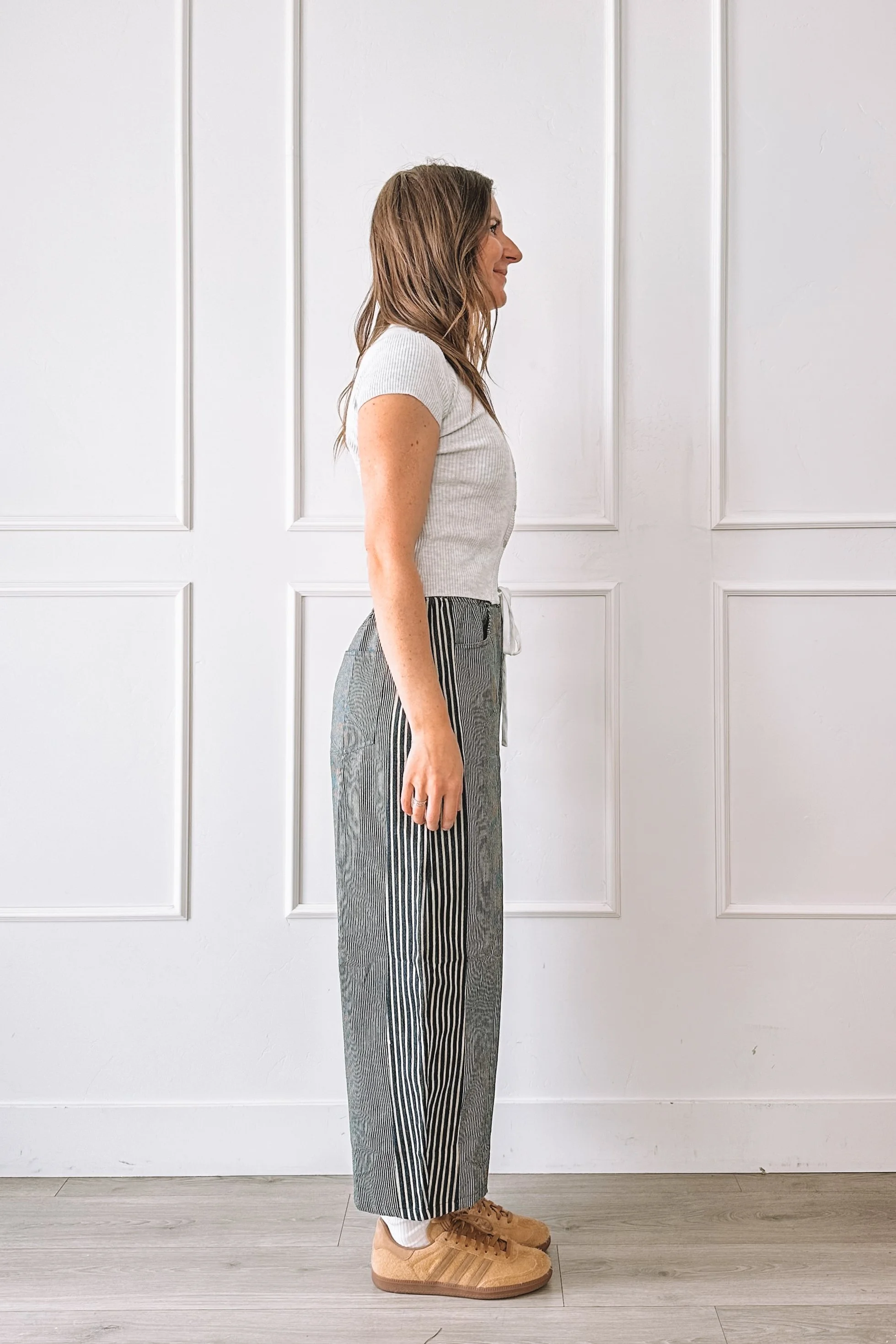 Striped Barrel Pants Casual Outfit