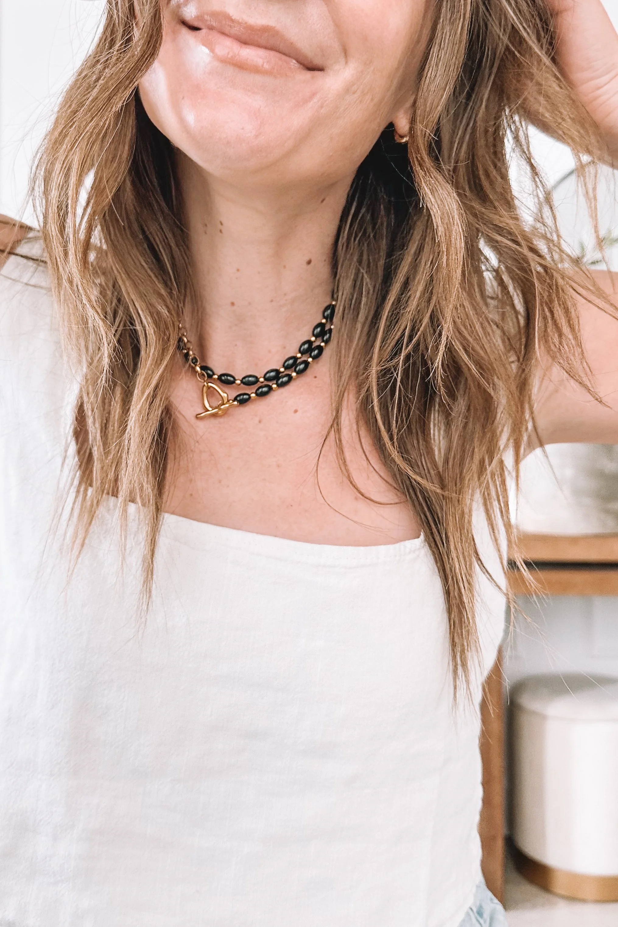 Open Back Linen Top Detail