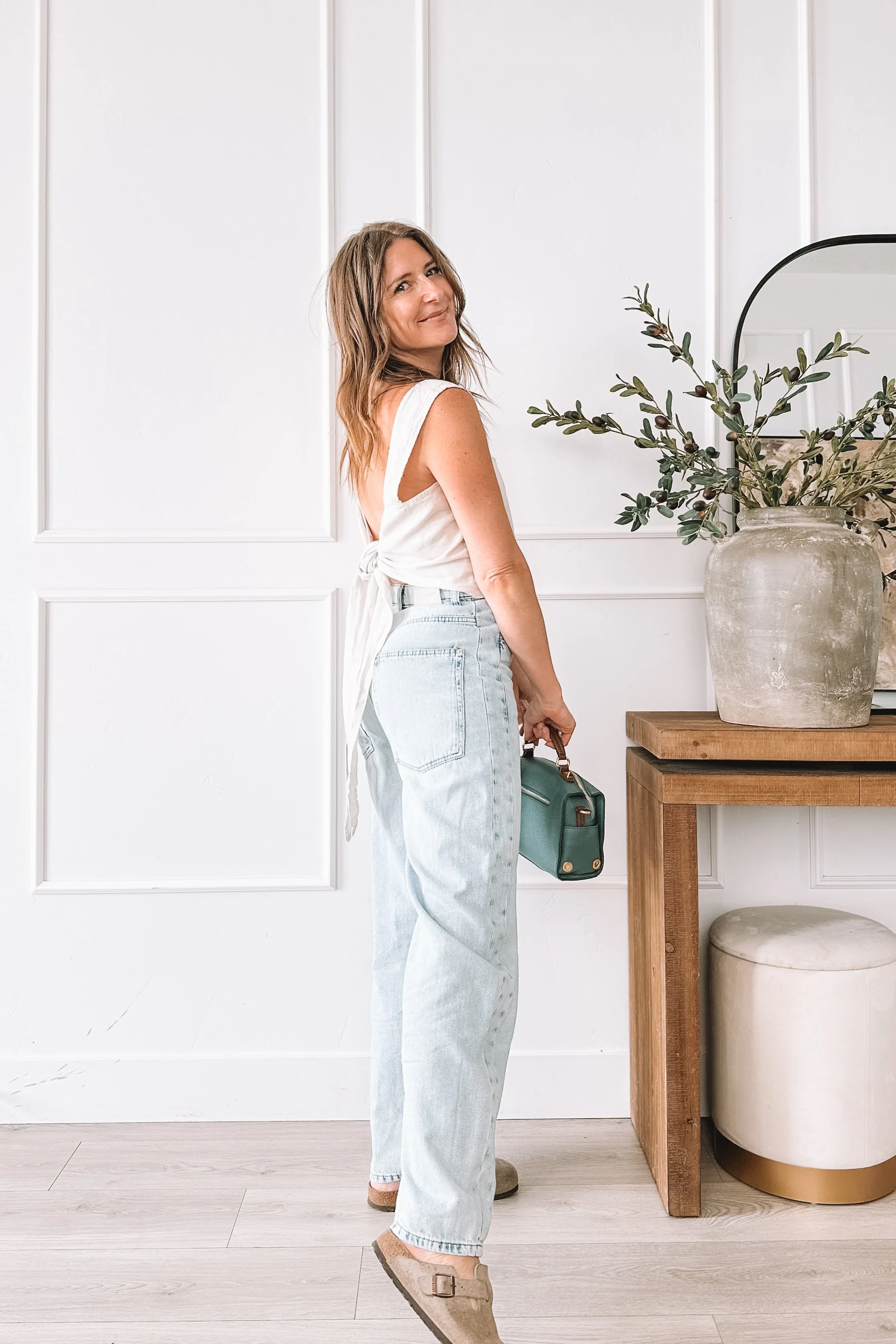 Open Back Top and Jeans Full Outfit